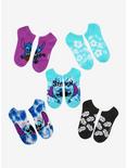 Disney Lilo & Stitch Tie-Dye No-Show Socks 5 Pair, , hi-res
