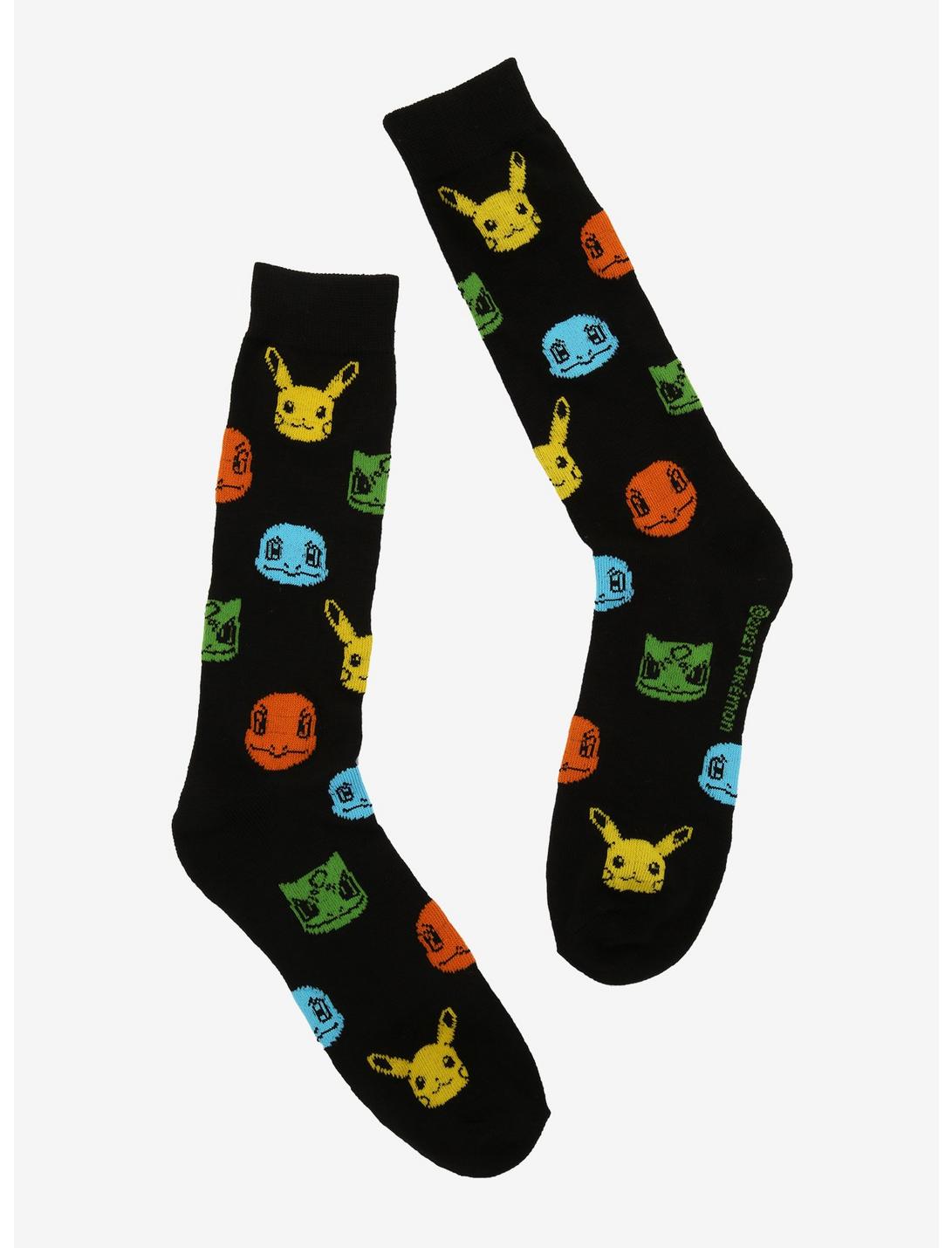 Pokemon Starters Black Crew Socks, , hi-res
