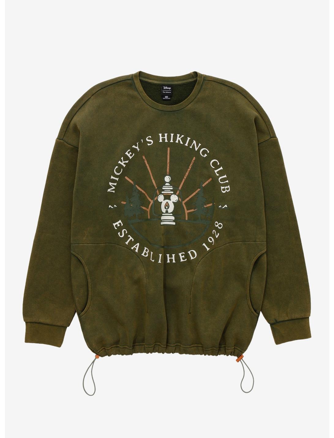 Our Universe Disney Mickey Mouse Hiking Club Crewneck - BoxLunch Exclusive, OLIVE, hi-res