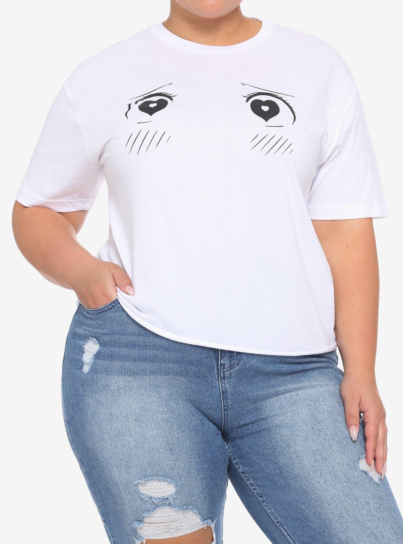 Lewd Complex Anime Heart Eyes Girls Crop T-Shirt Plus Size, MULTI, hi-res