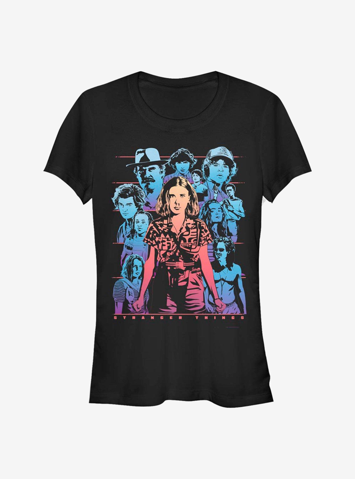 Stranger Things Character Gaze Girls T-Shirt, BLACK, hi-res