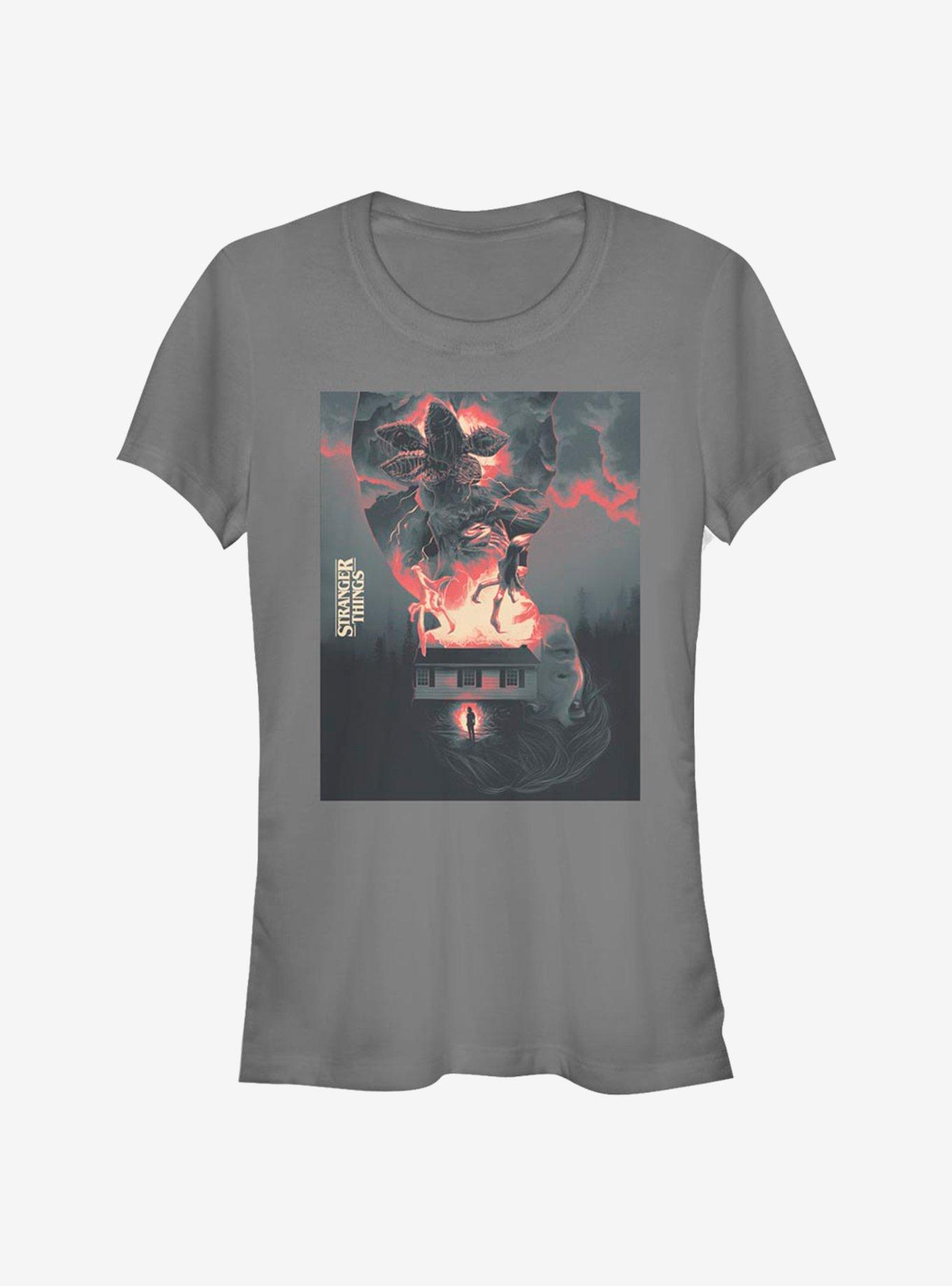 Stranger Things Demogorgon Poster Girls T-Shirt, CHARCOAL, hi-res