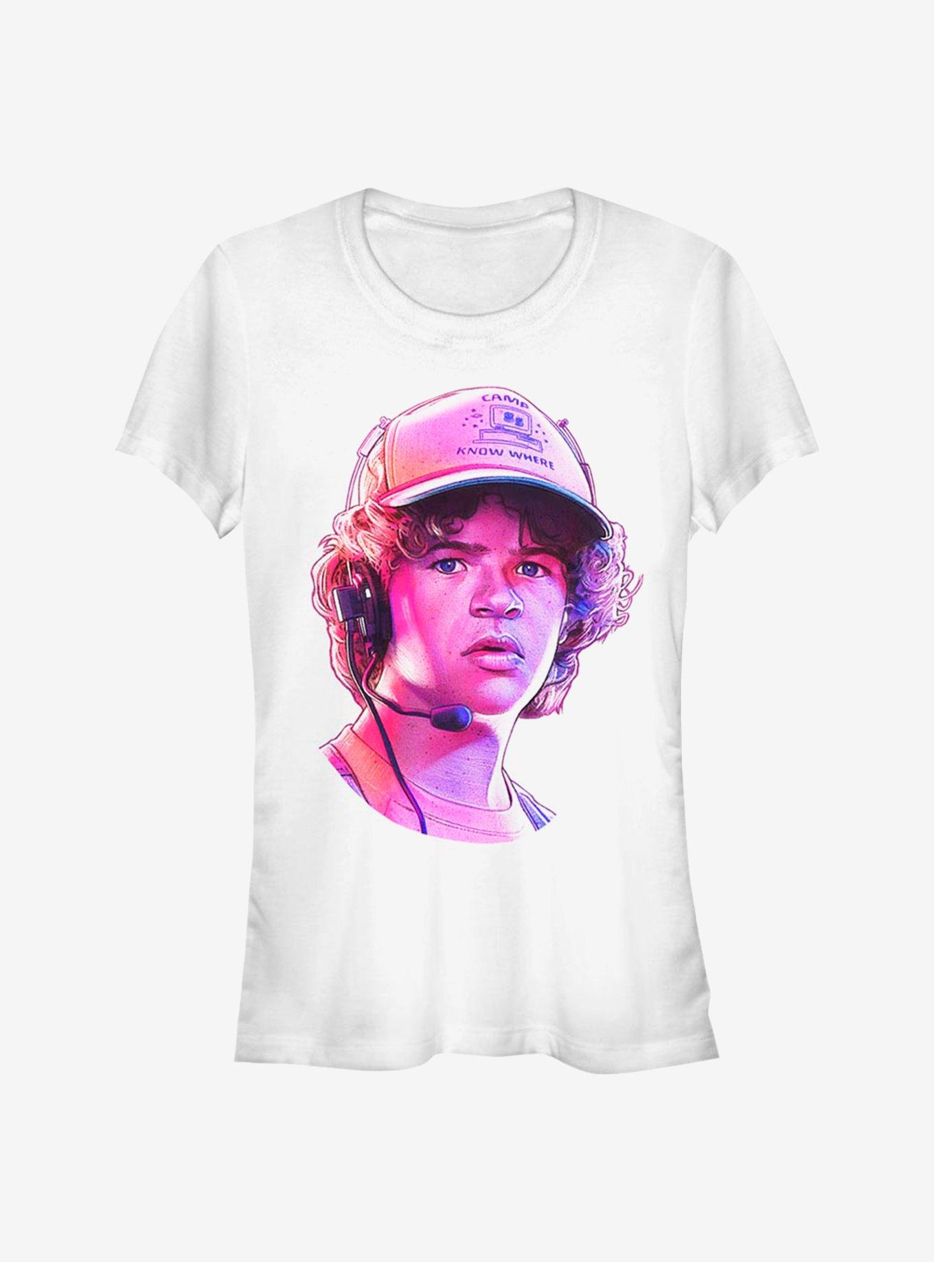 Stranger Things Dusty Neon Face Girls T-Shirt, WHITE, hi-res