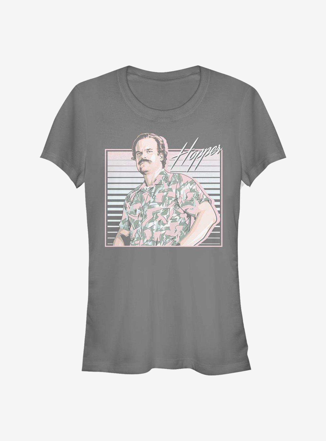 Stranger Things Hawaiian Shirt Hopper Girls T-Shirt, CHARCOAL, hi-res