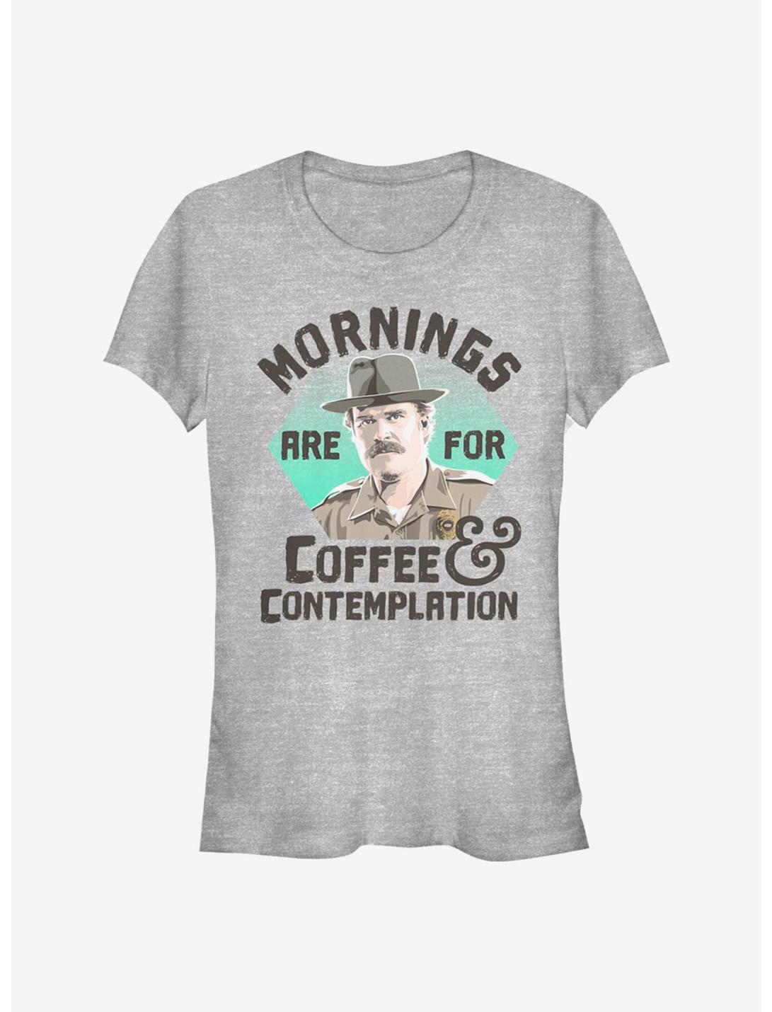 Stranger Things Hopper Coffee Morning Girls T-Shirt, ATH HTR, hi-res