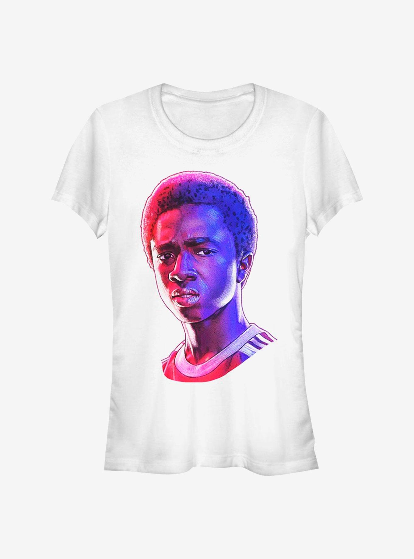 Stranger Things Lucas Neon Face Girls T-Shirt, WHITE, hi-res