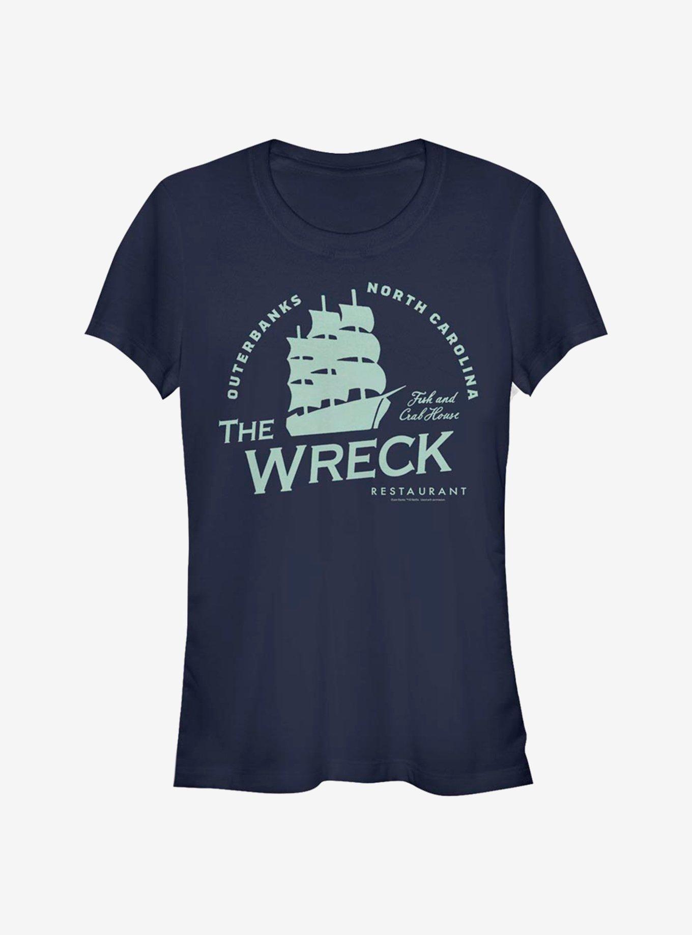 Outer Banks The Wreck Restaurant Girls T-Shirt, NAVY, hi-res