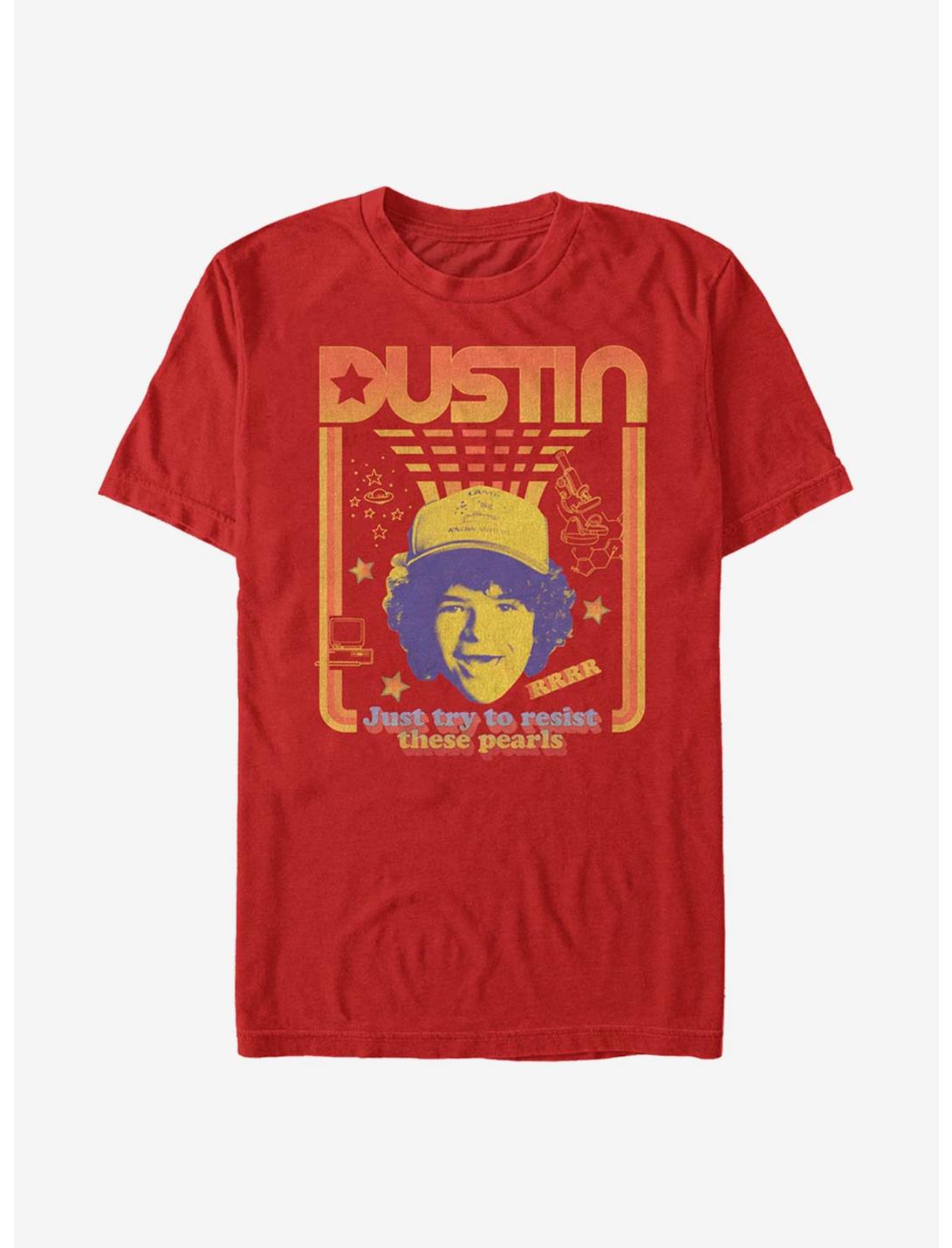 Stranger Things Dustin Resist The Pearls T-Shirt, RED, hi-res