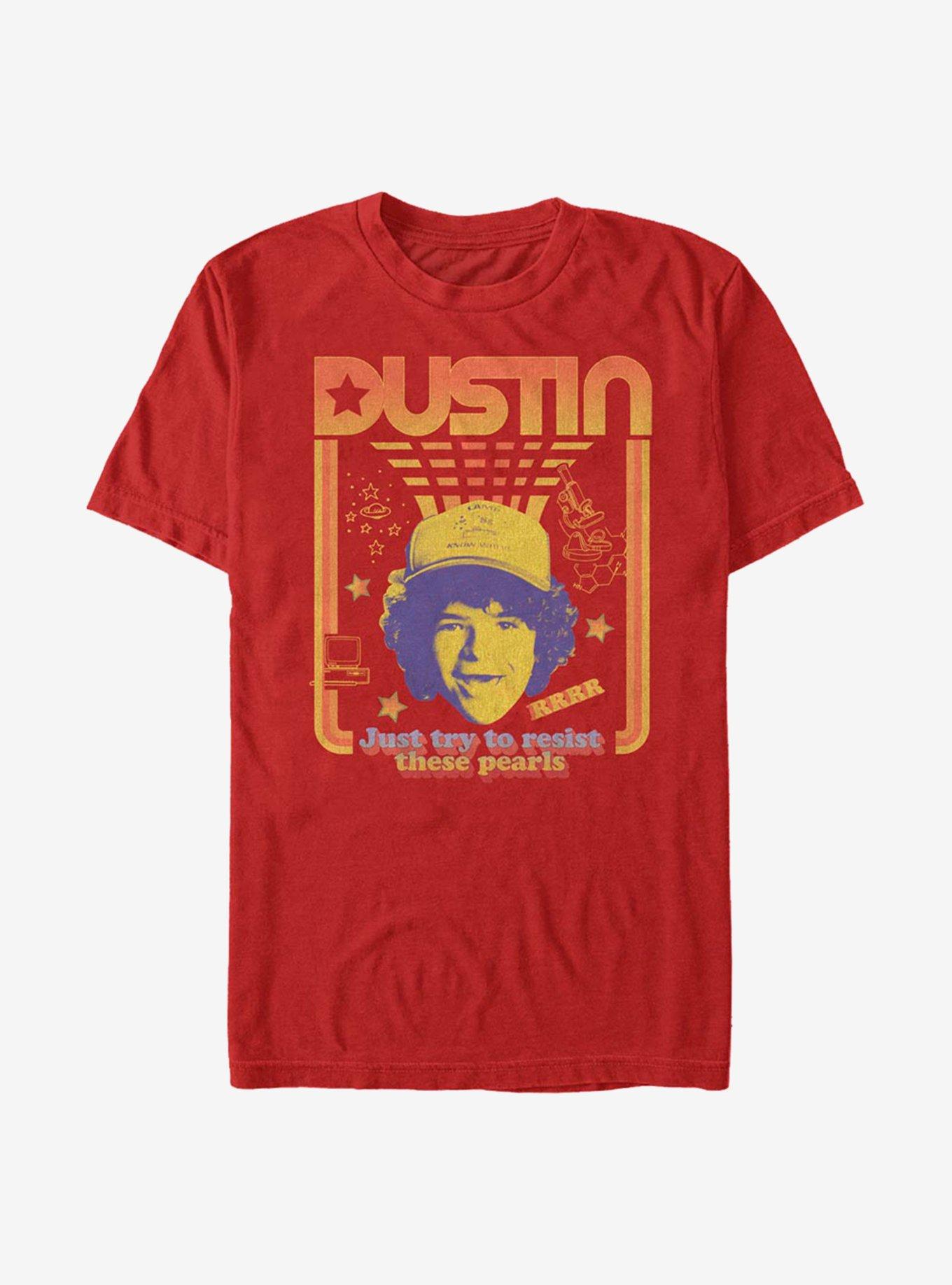 Stranger Things Dustin Resist The Pearls T-Shirt, RED, hi-res