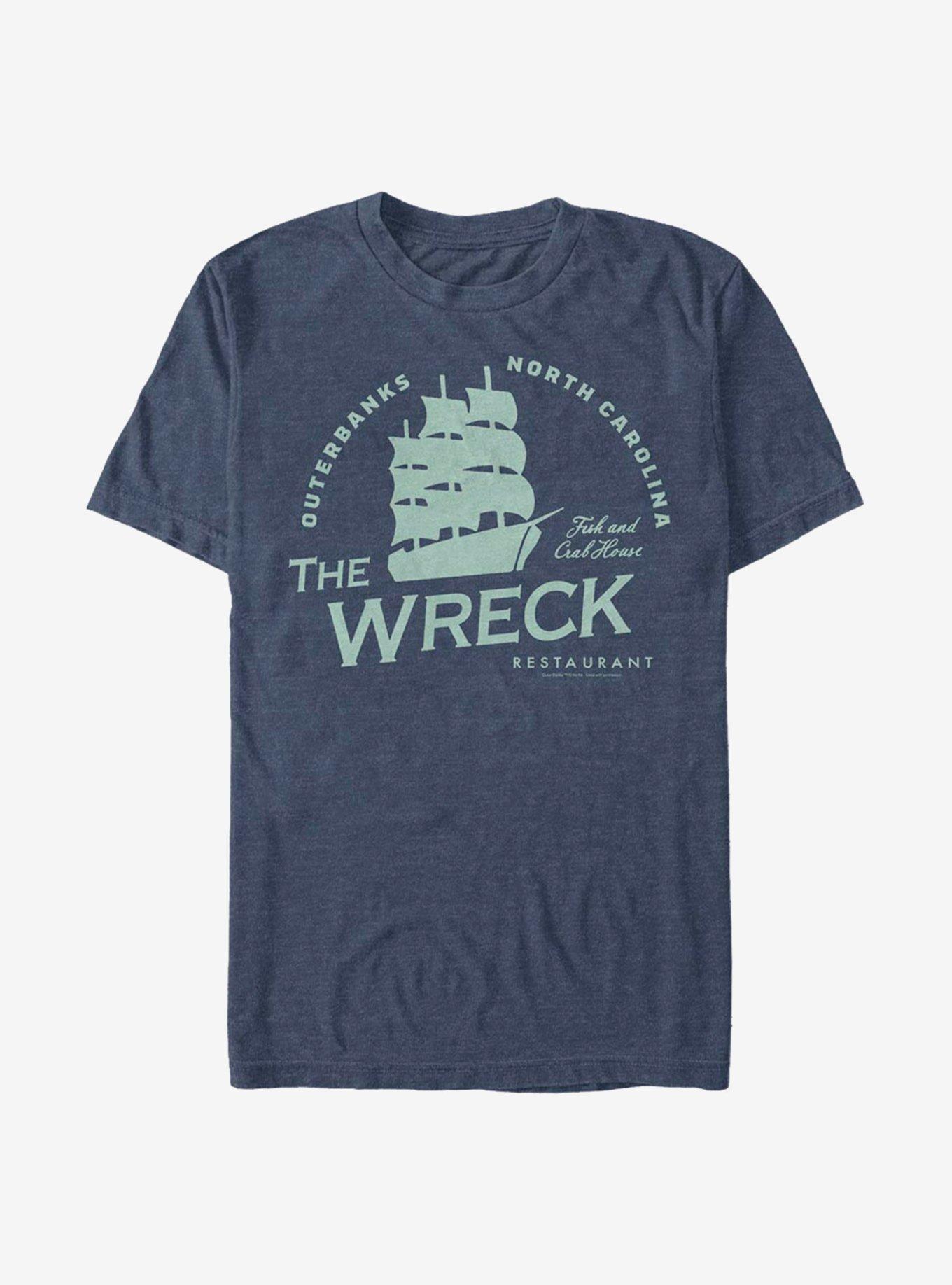 Outer Banks The Wreck Restaurant T-Shirt, NAVY HTR, hi-res