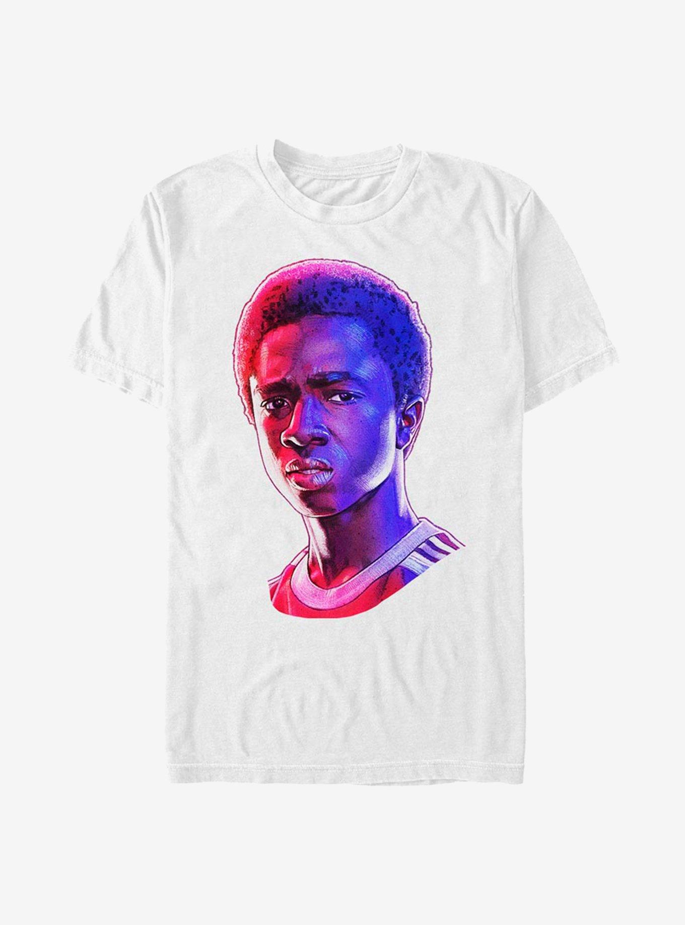 Stranger Things Lucas Neon Face T-Shirt, WHITE, hi-res