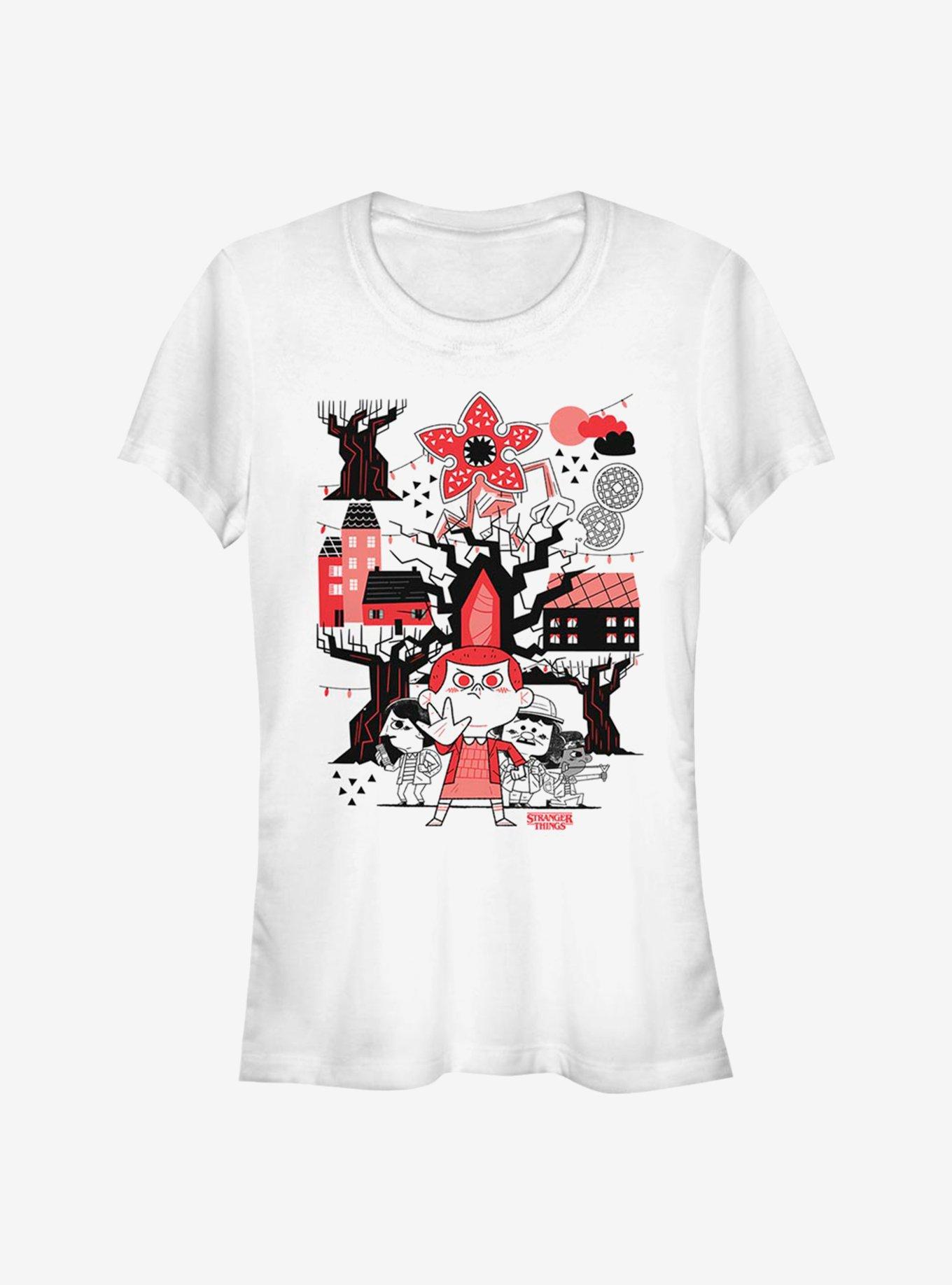 Stranger Things Cartoon Art Girls T-Shirt, , hi-res