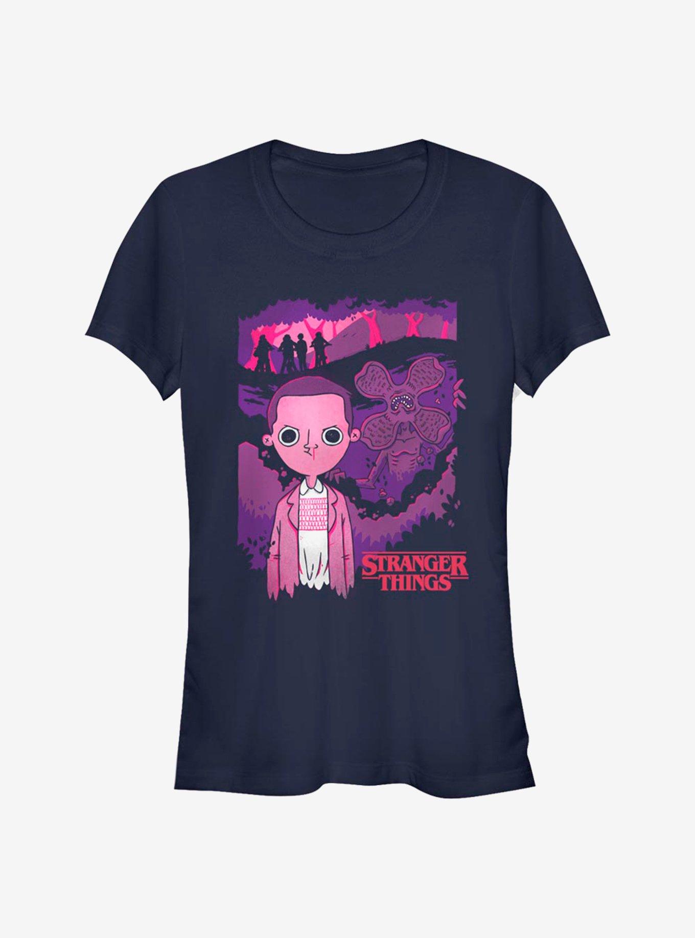 Stranger Things Lurking Girls T-Shirt, NAVY, hi-res