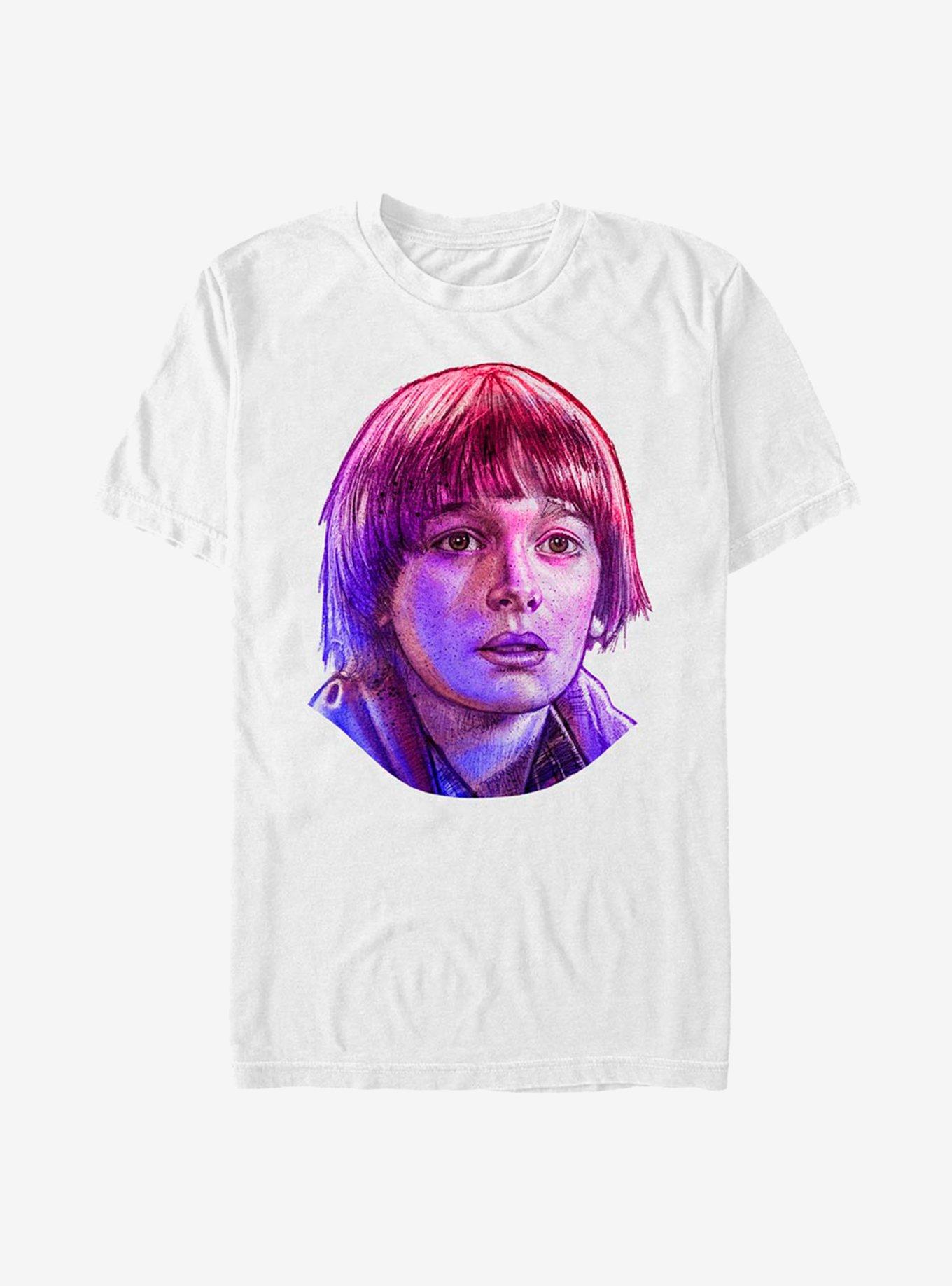 Stranger Things Will Neon Face T-Shirt, WHITE, hi-res