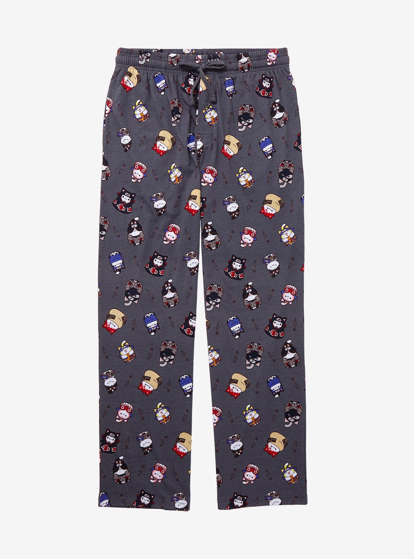 Nyaruto Ninja Cats Allover Print Sleep Pants - BoxLunch Exclusive, BLACK, hi-res