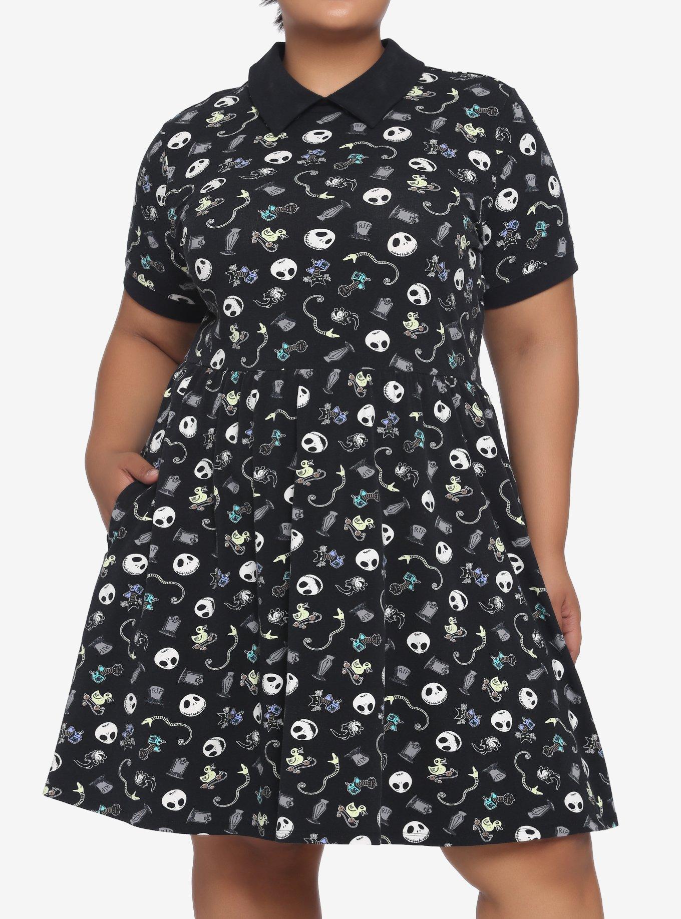 The Nightmare Before Christmas Icons Collar Dress Plus Size, MULTI, hi-res