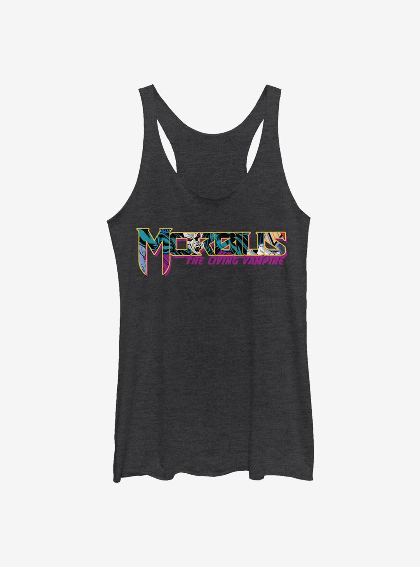 Marvel Morbius Vampire Fill Title Girls Tank, BLK HTR, hi-res