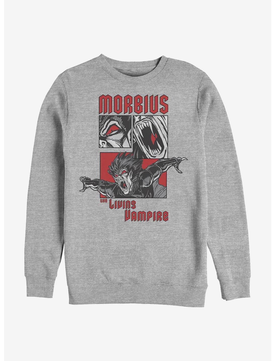 Marvel Morbius Comic Panels Crew Sweatshirt, ATH HTR, hi-res
