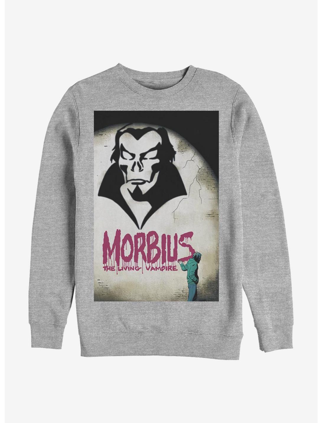 Marvel Morbius Spray Paint Cover Crew Sweatshirt, ATH HTR, hi-res