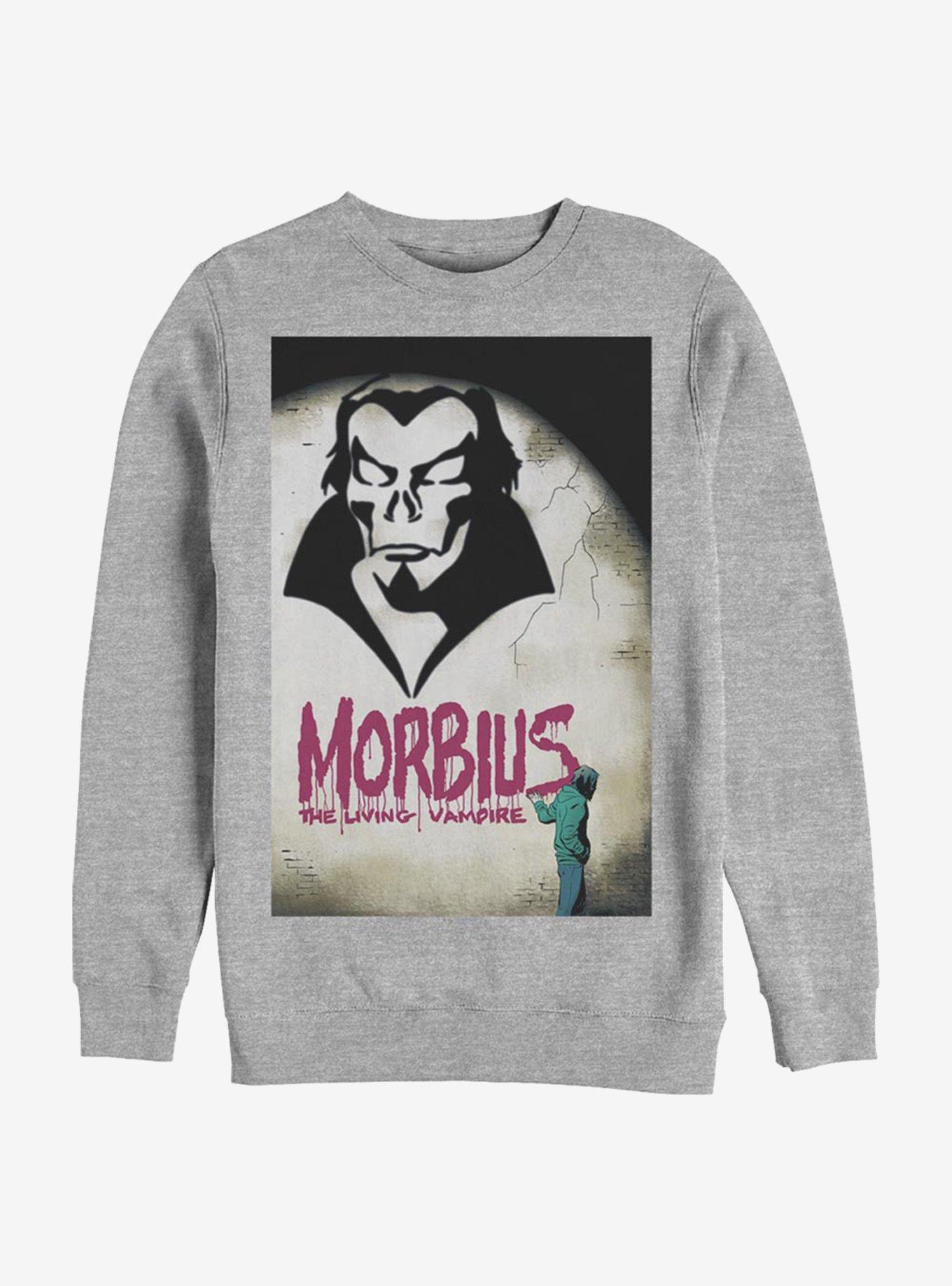 Marvel Morbius Spray Paint Cover Crew Sweatshirt, ATH HTR, hi-res