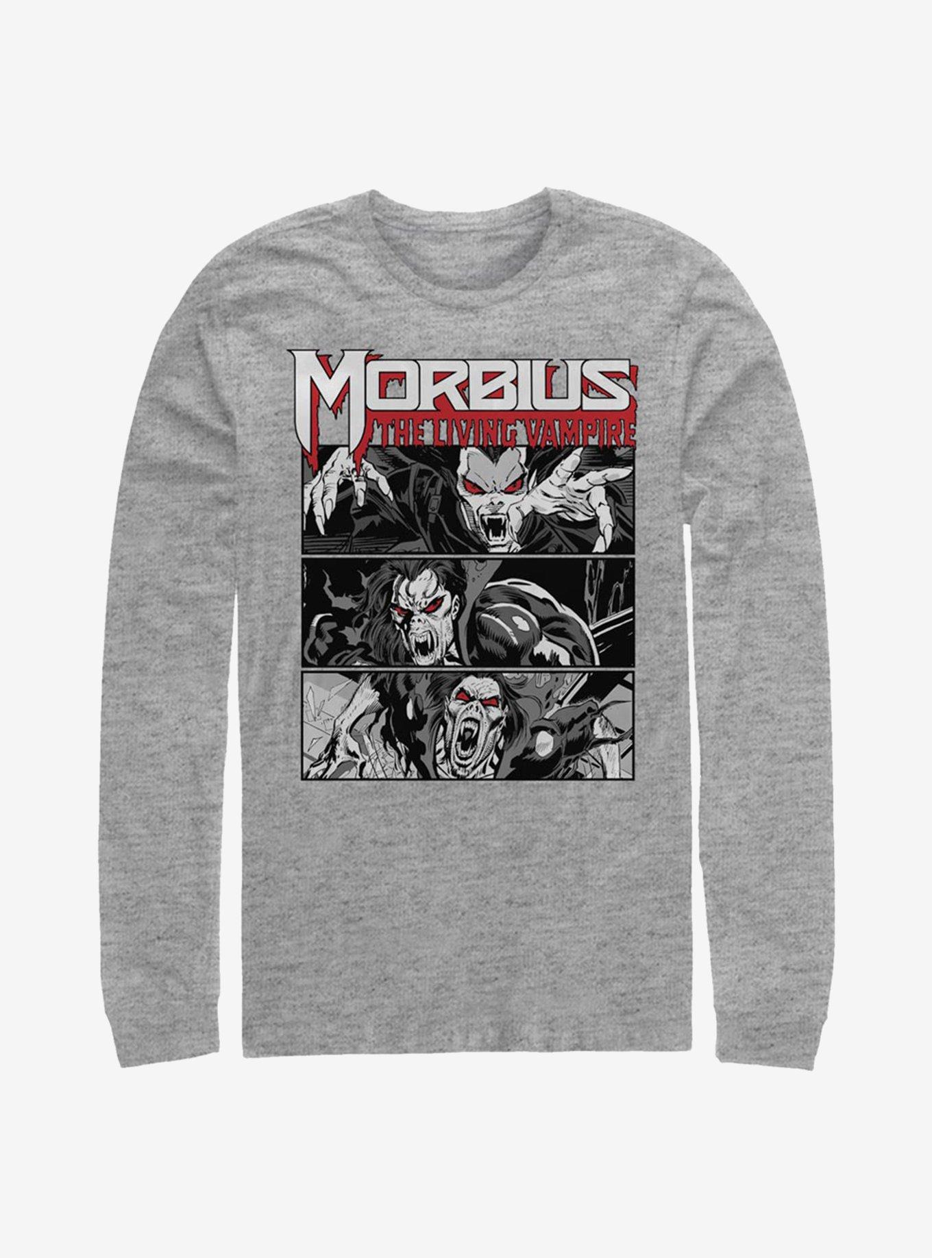 Marvel Morbius The Living Vampire Panels Long-Sleeve T-Shirt, ATH HTR, hi-res