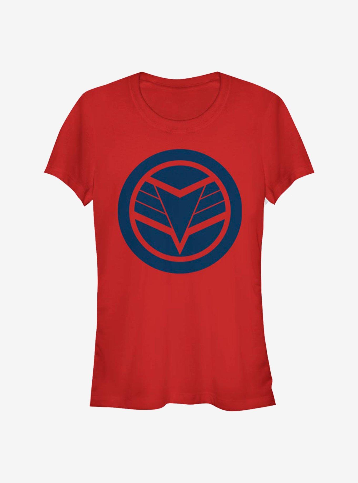 Marvel The Falcon And The Winter Soldier Blue Shield Girls T-Shirt, RED, hi-res