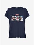 Marvel The Falcon And The Winter Soldier Logo Fill Girls T-Shirt, NAVY, hi-res