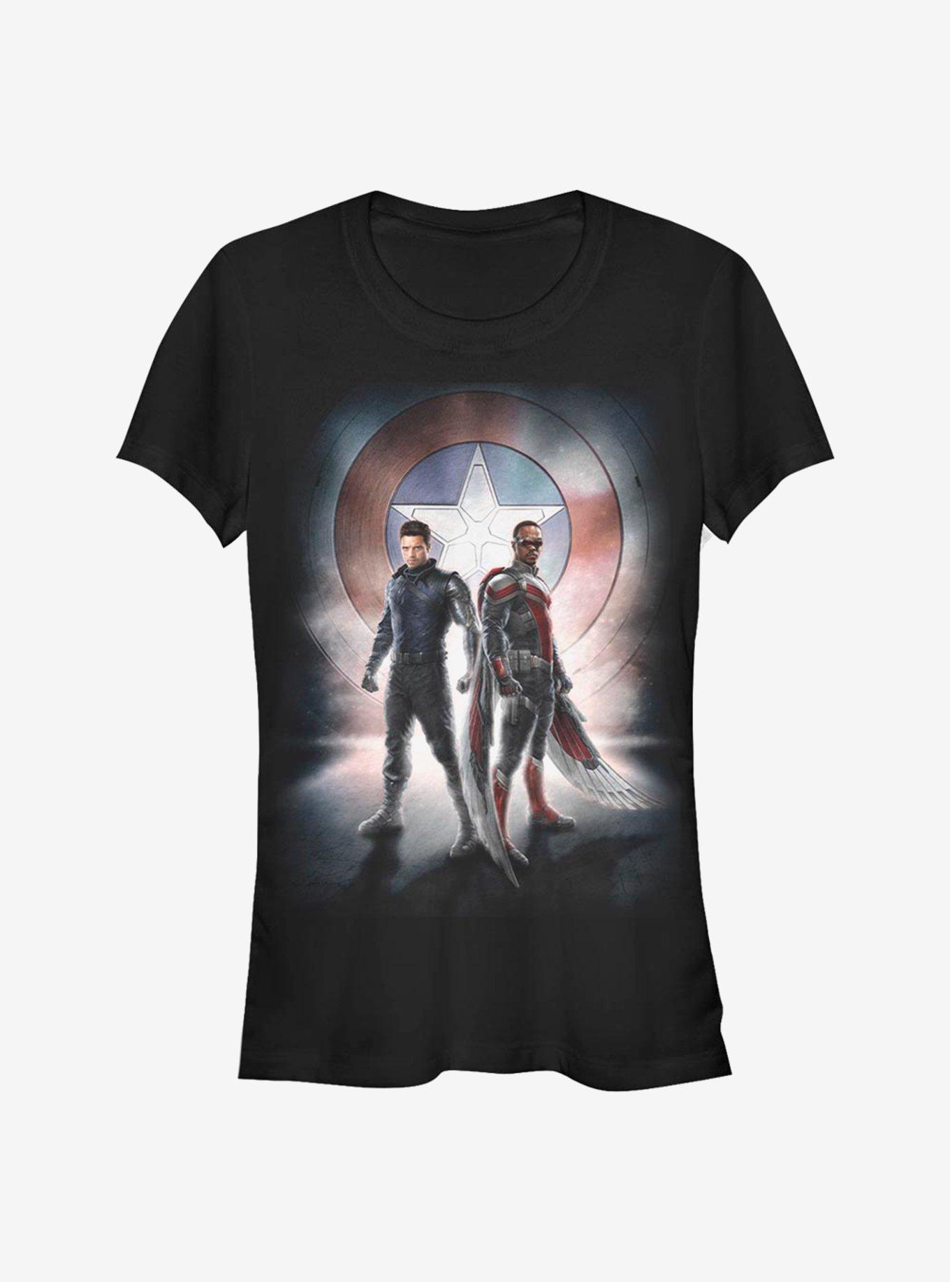 Marvel The Falcon And The Winter Soldier Team Poster Girls T-Shirt, BLACK, hi-res