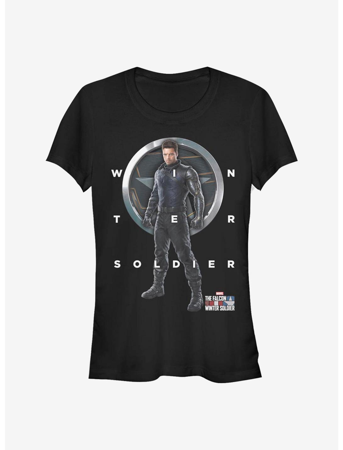 Marvel The Falcon And The Winter Soldier Winter Soldier Grid Text Girls T-Shirt, BLACK, hi-res