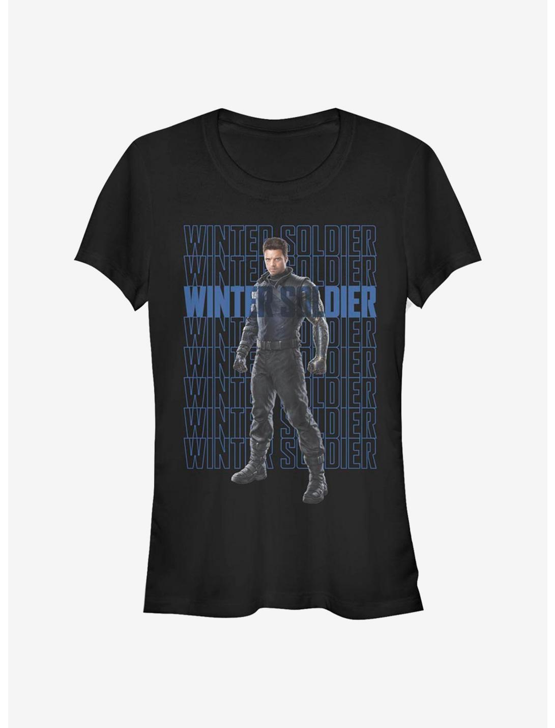 Marvel The Falcon And The Winter Soldier Winter Soldier Repeating Girls T-Shirt, BLACK, hi-res