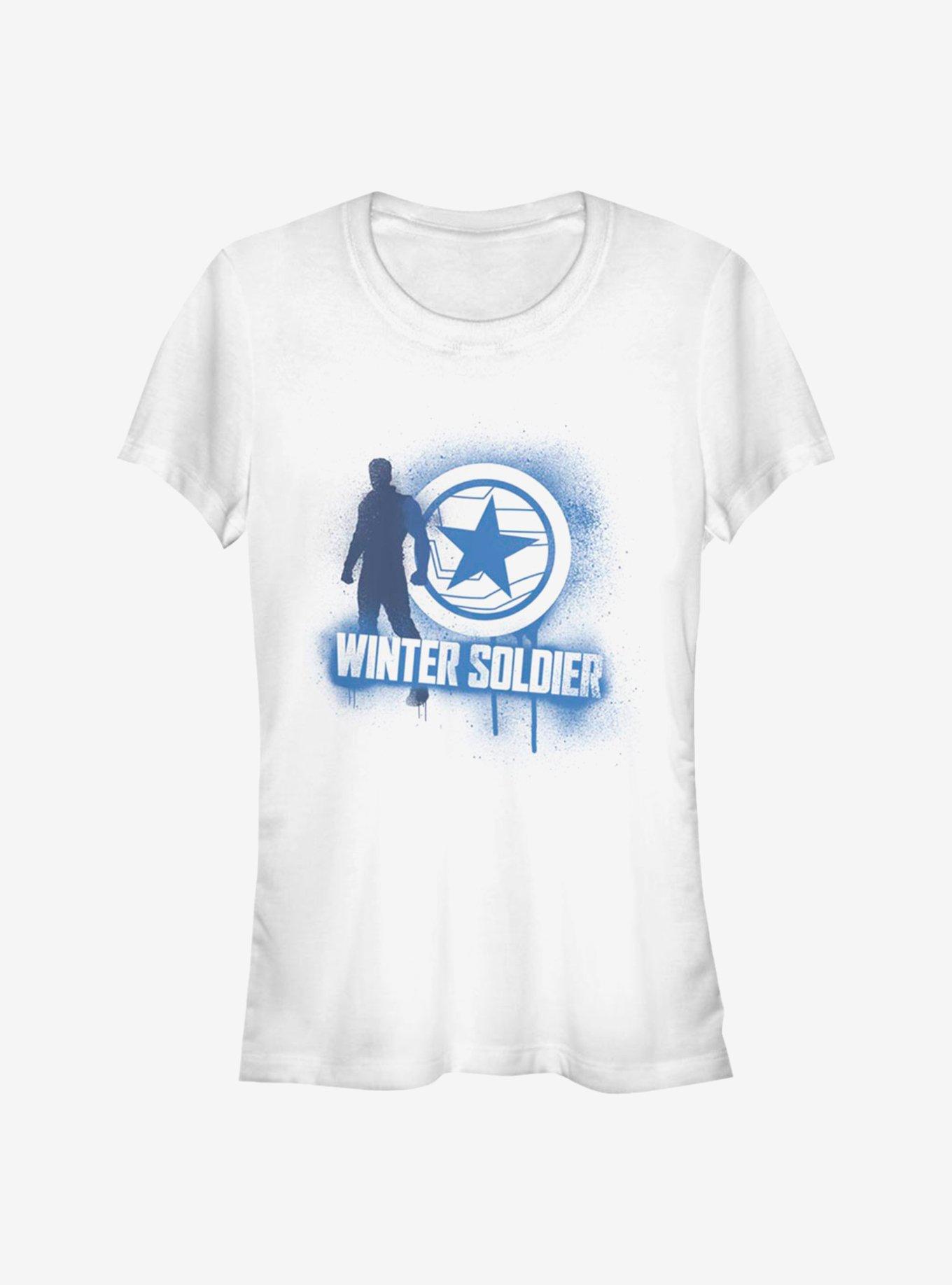Marvel The Falcon And The Winter Soldier Winter Soldier Spray Paint Girls T-Shirt, WHITE, hi-res