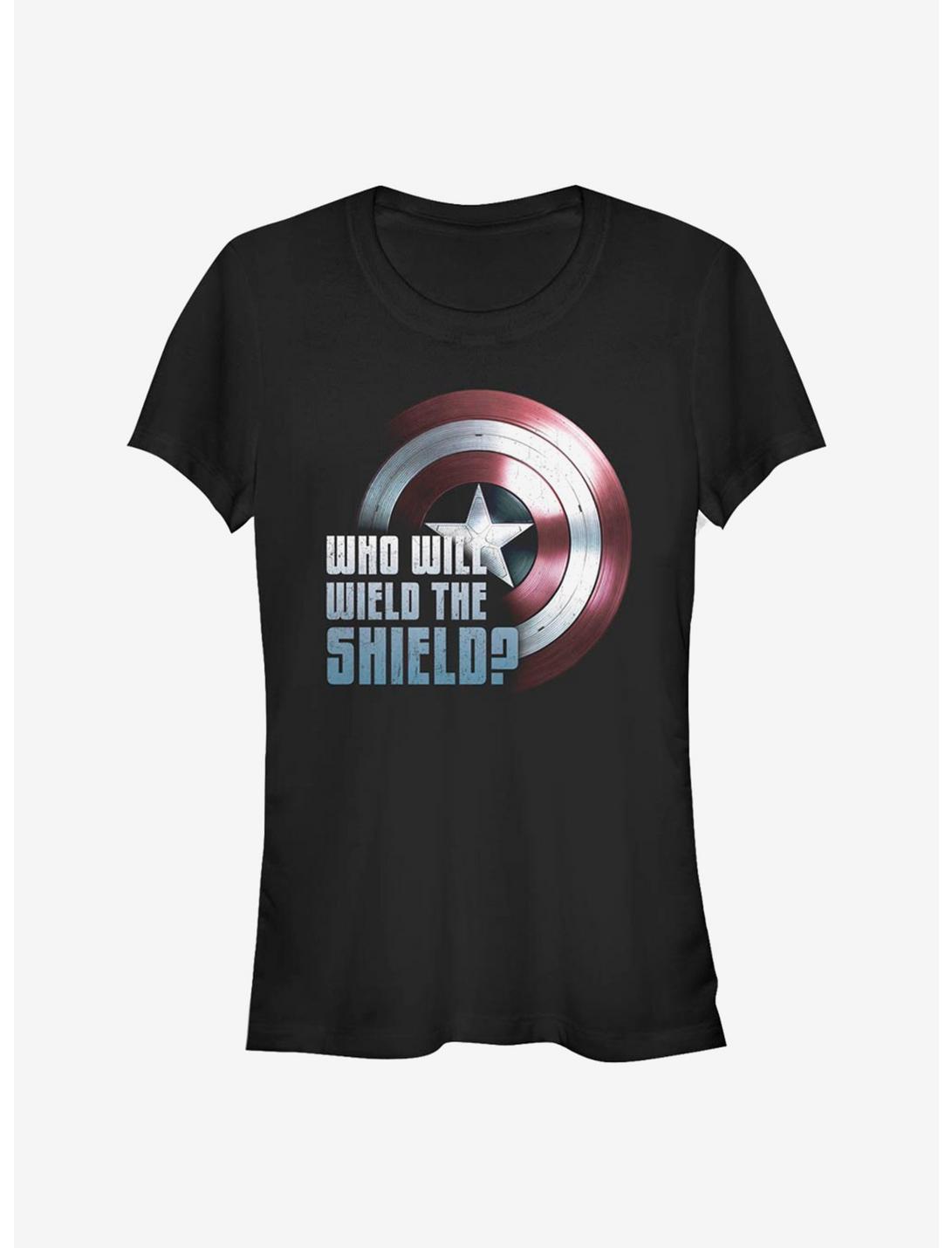 Marvel The Falcon And The Winter Soldier Wielding The Shield Girls T-Shirt, BLACK, hi-res
