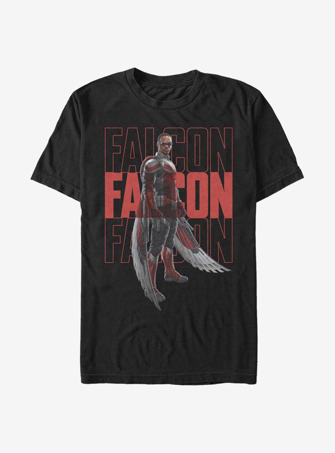 Marvel The Falcon And The Winter Soldier Falcon Repeating T-Shirt, BLACK, hi-res