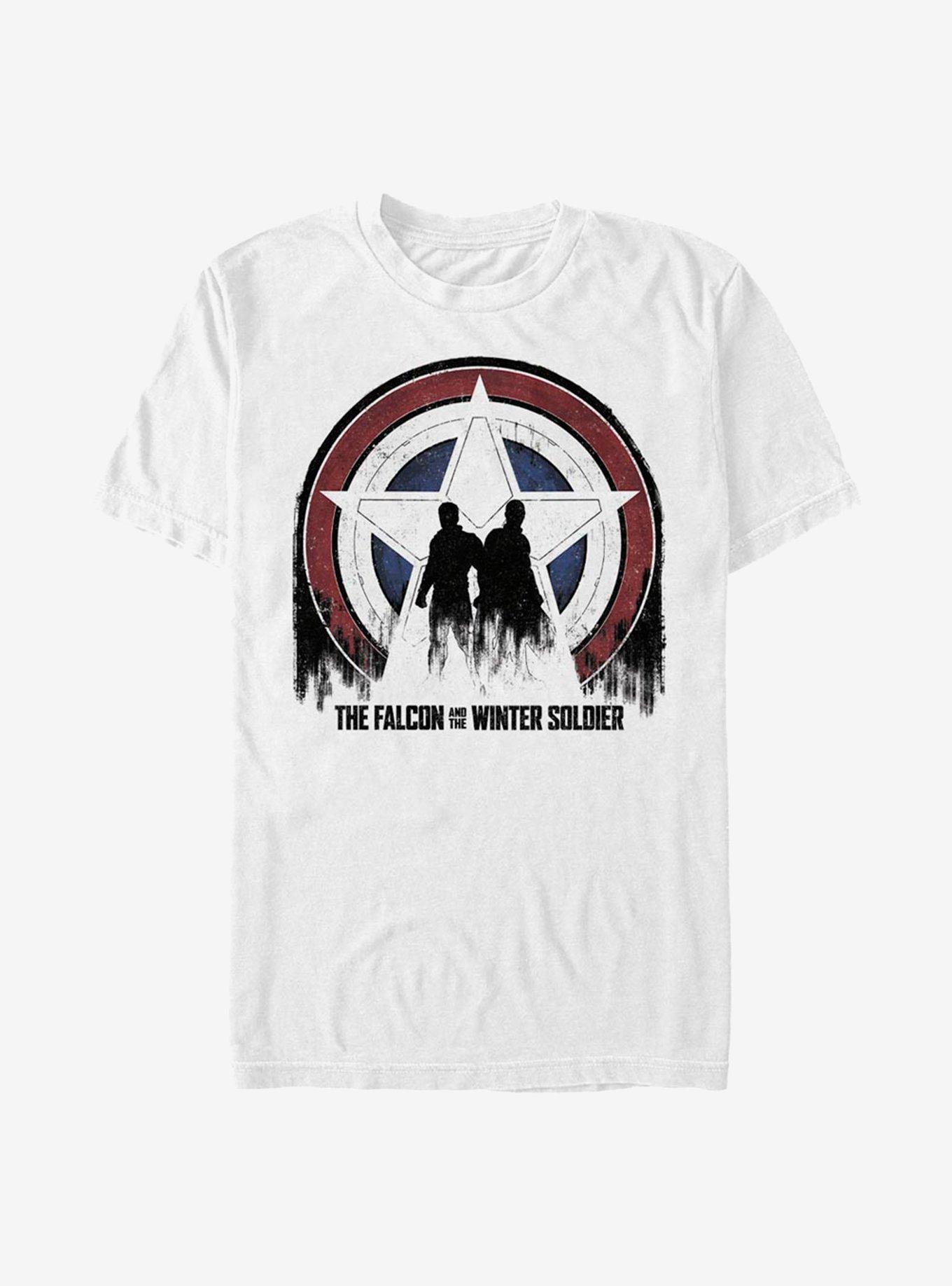 Marvel The Falcon And The Winter Soldier Silhouette Shield T-Shirt, WHITE, hi-res