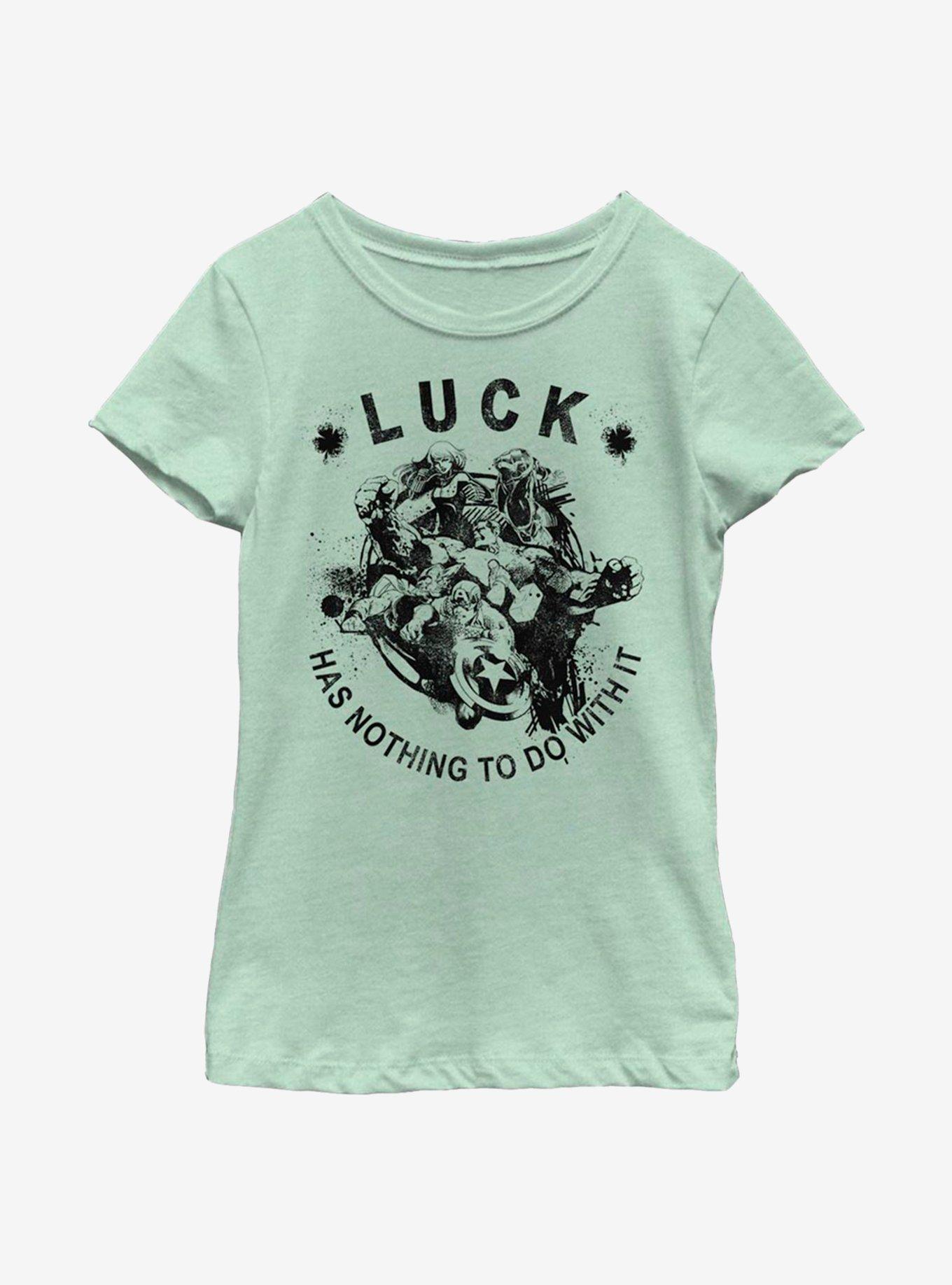 Marvel Avengers Avengers No Luck Just Skill Youth Girls T-Shirt, MINT, hi-res