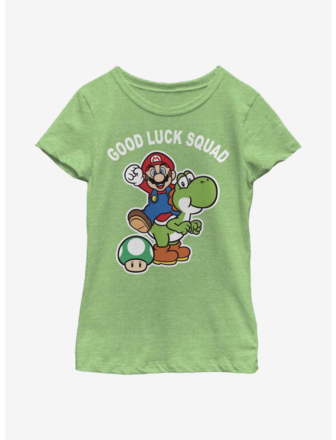 Nintendo Super Mario Good Luck Squad Youth Girls T-Shirt, GRN APPLE, hi-res