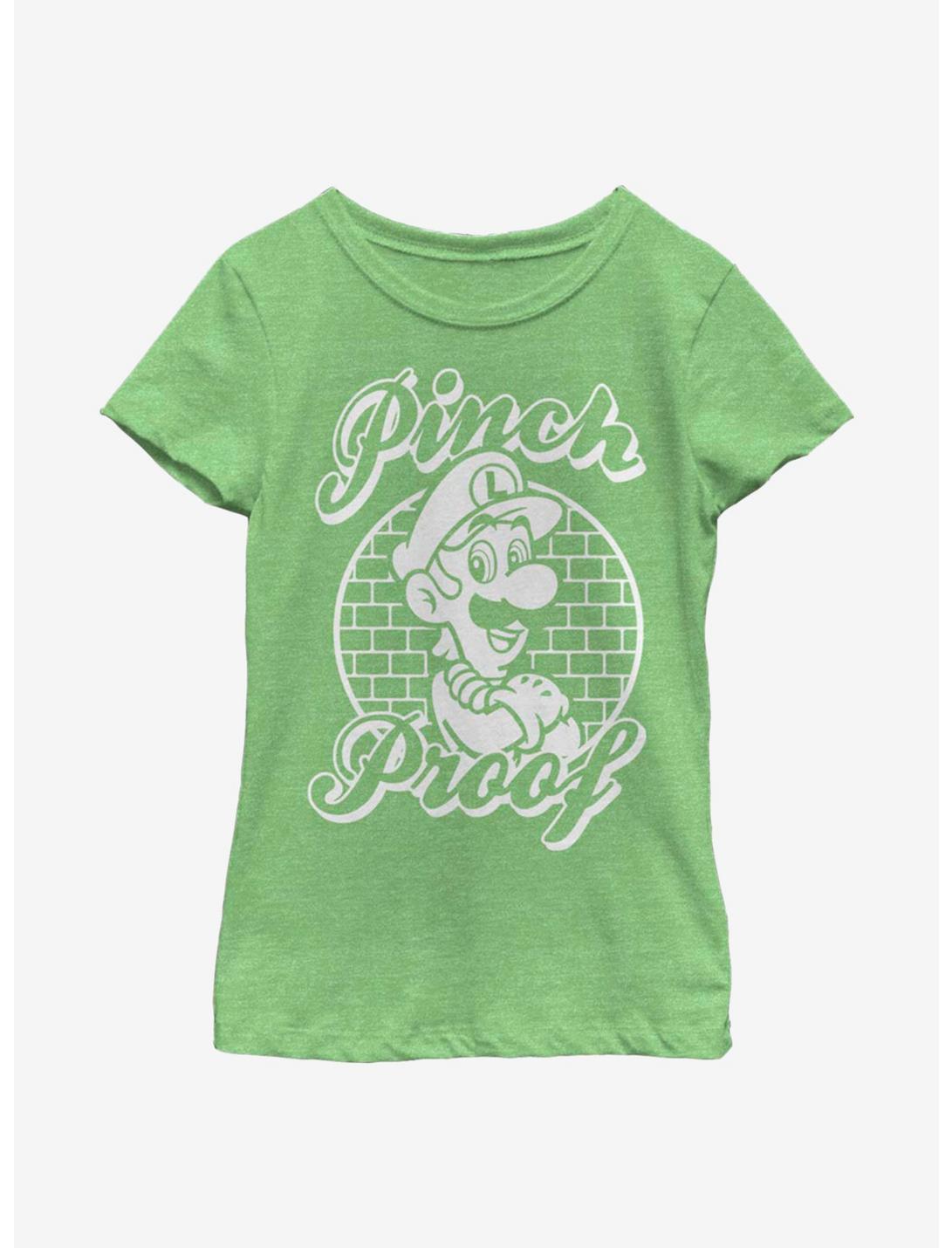 Nintendo Super Mario Pinch Proof Luigi Youth Girls T-Shirt, GRN APPLE, hi-res