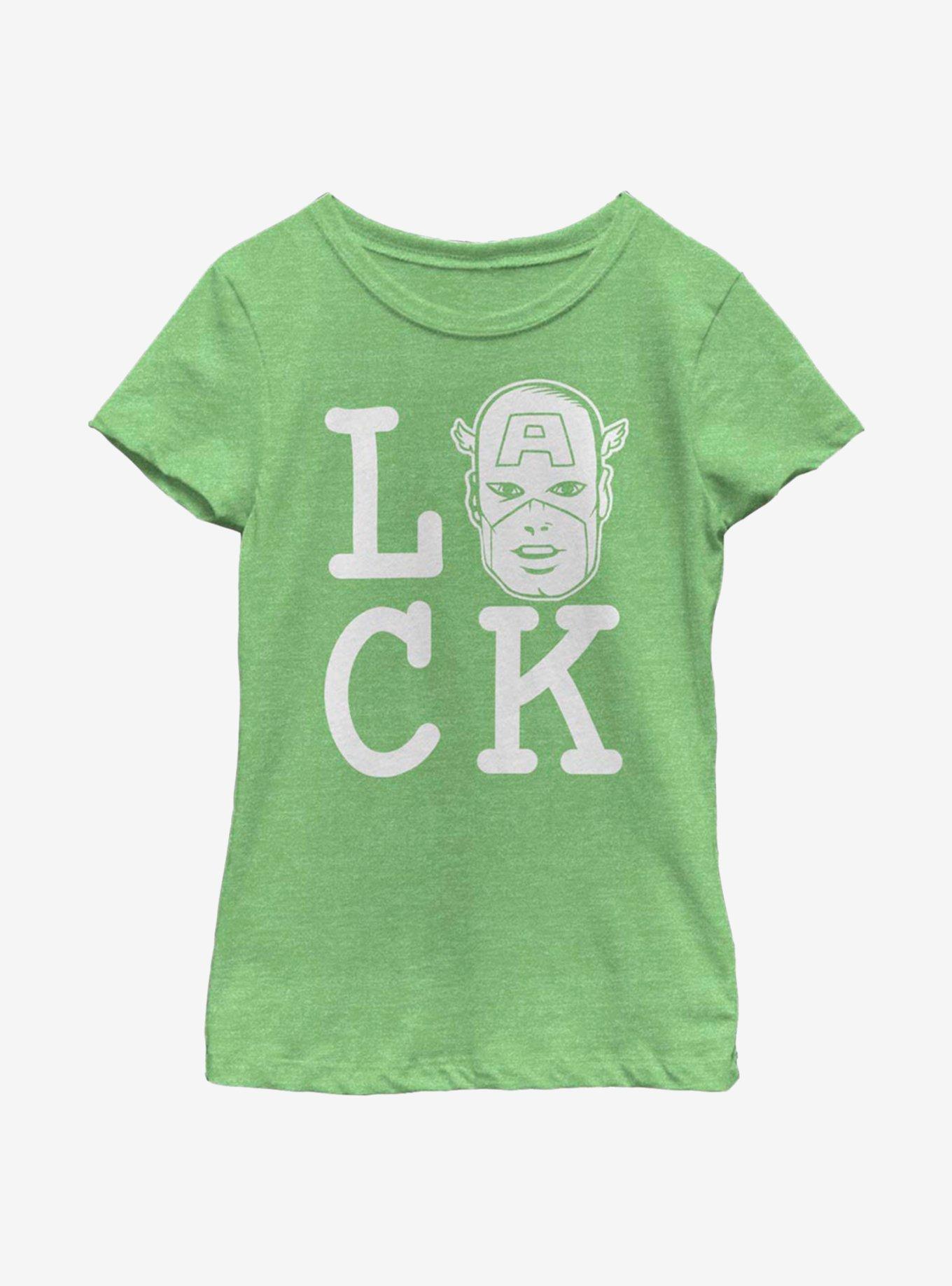Marvel Captain America Captain Of Luck Youth Girls T-Shirt, GRN APPLE, hi-res
