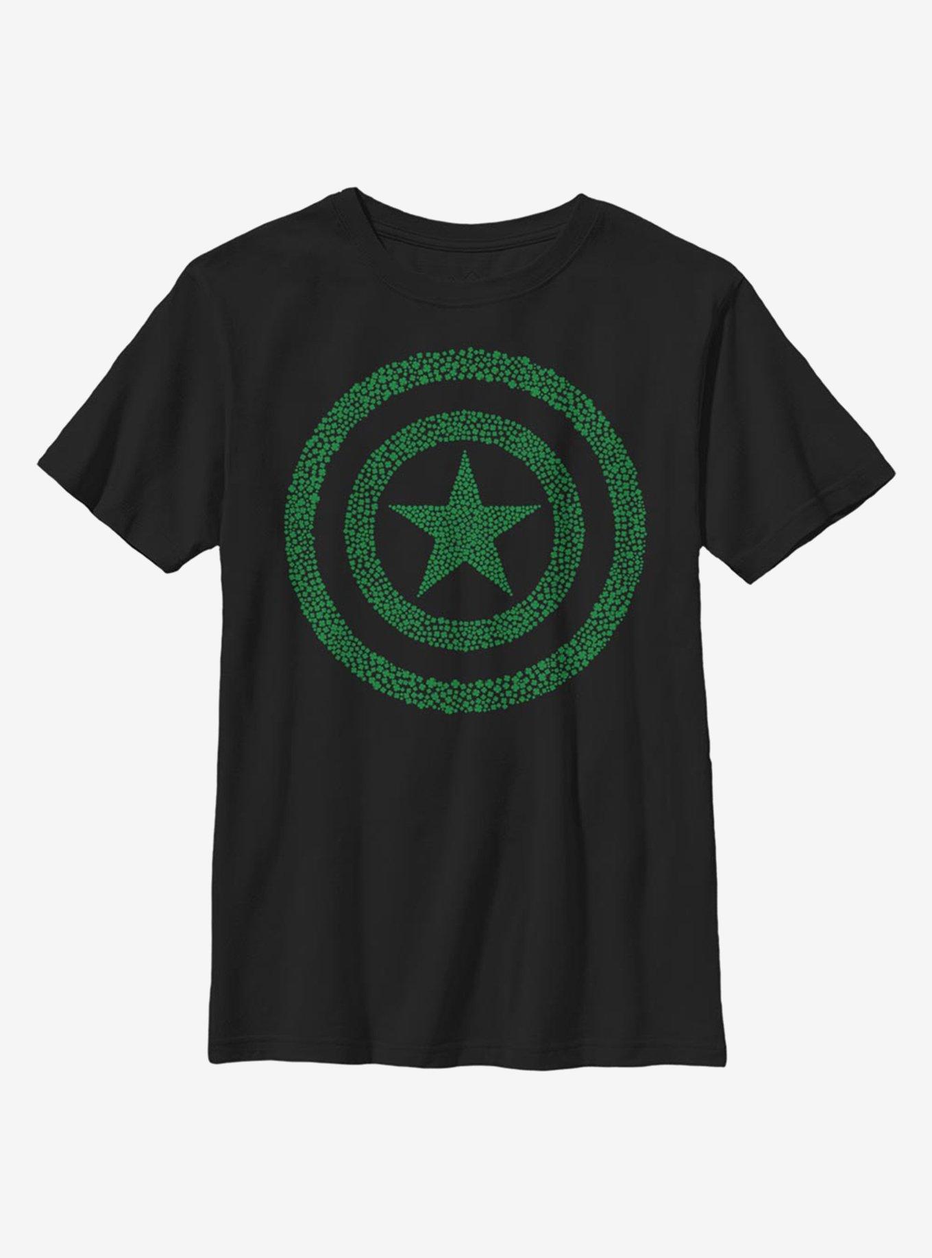 Marvel Captain America Clover Shield Youth T-Shirt, BLACK, hi-res