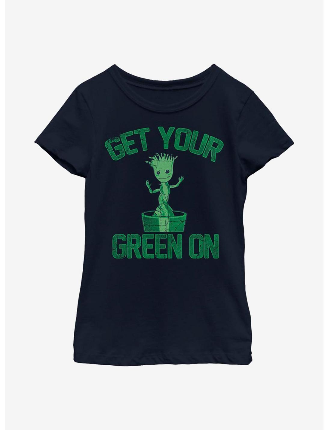 Marvel Guardians Of The Galaxy Groot Green Youth Girls T-Shirt, NAVY, hi-res