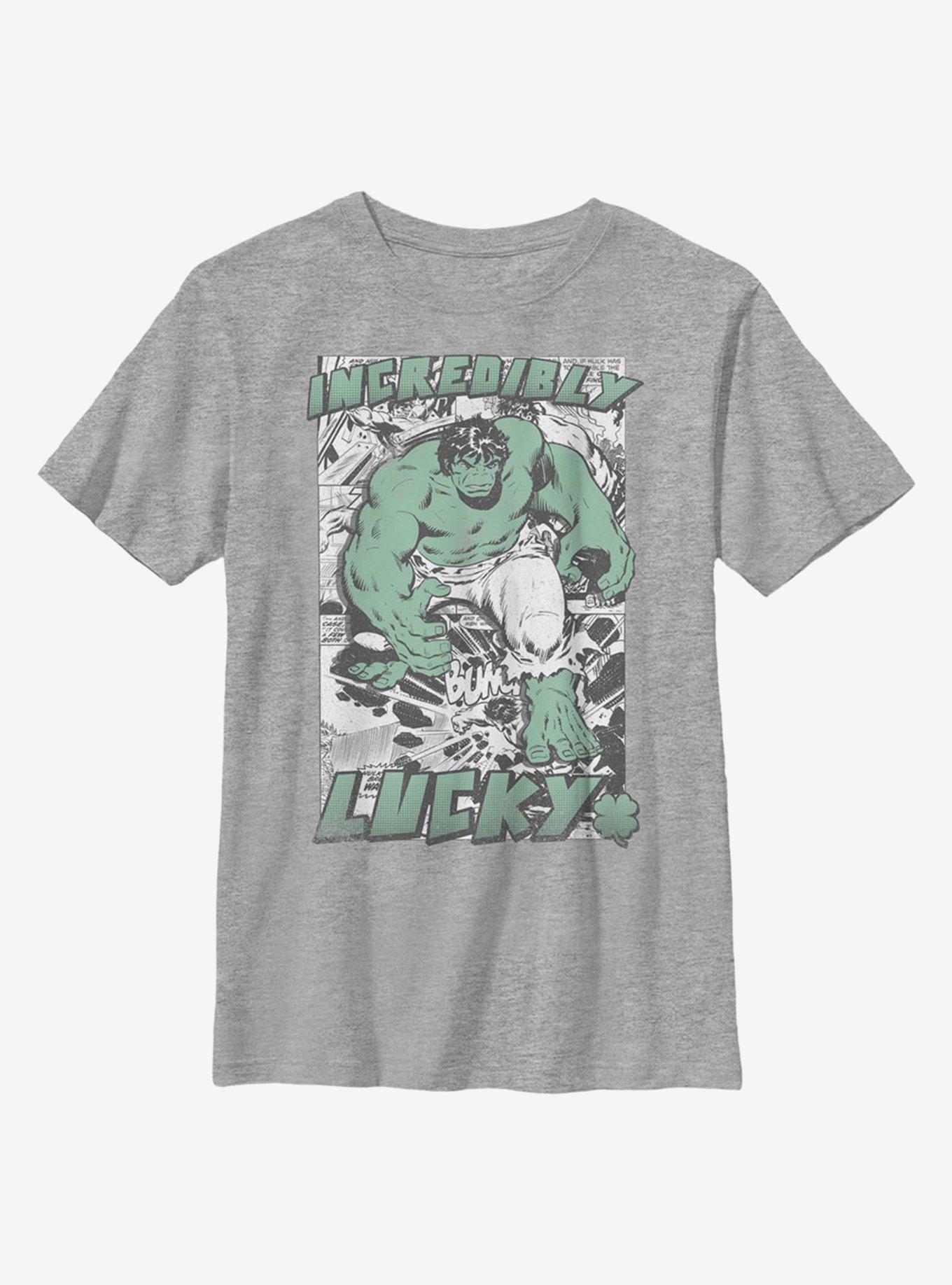 Marvel Hulk Incredibly Lucky Youth T-Shirt, ATH HTR, hi-res