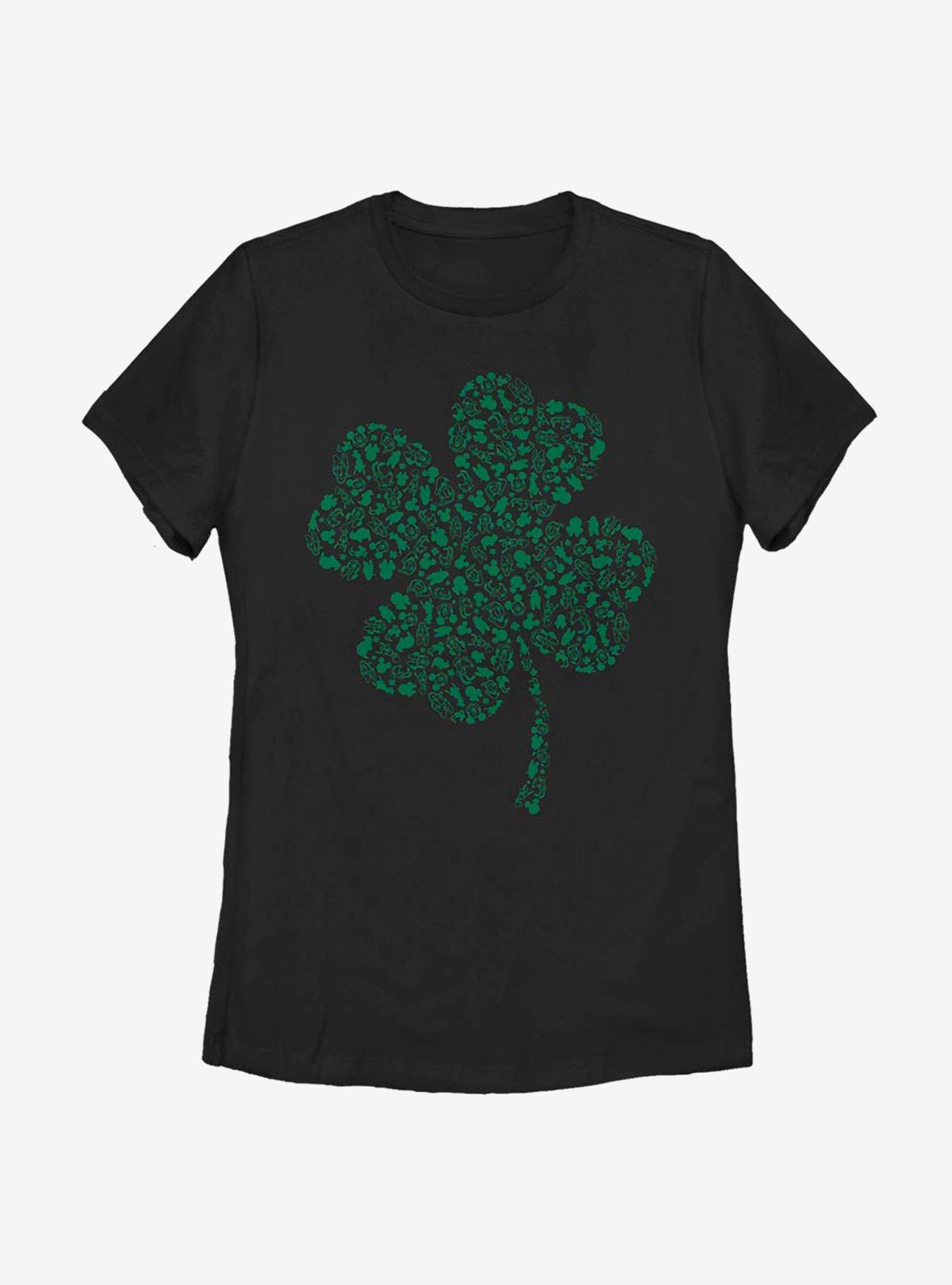 Disney Mickey Mouse Clover Fill Womens T-Shirt, BLACK, hi-res