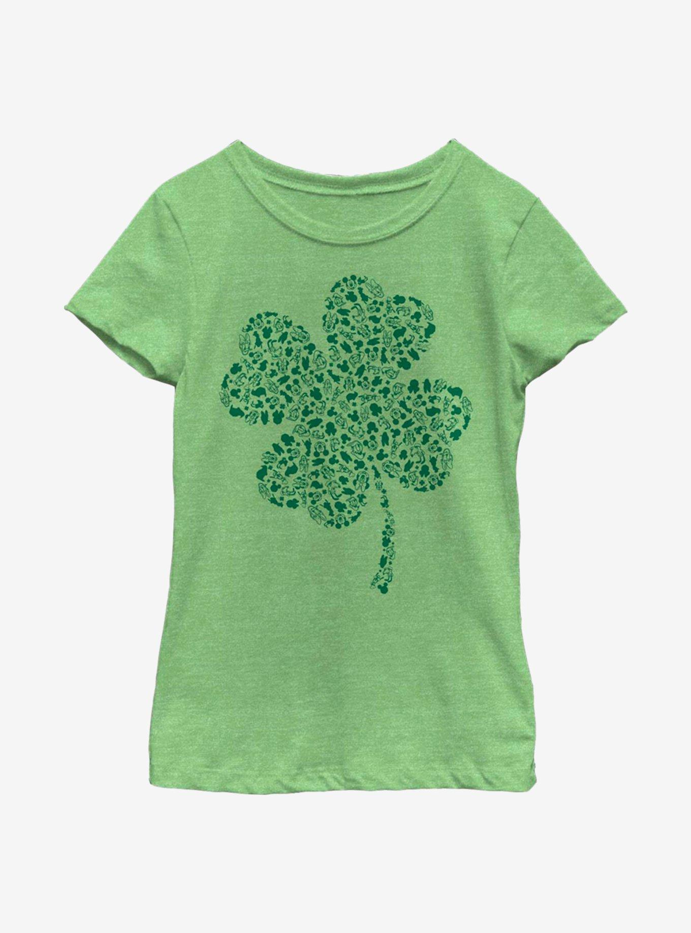 Disney Mickey Mouse Clover Fill Youth Girls T-Shirt, GRN APPLE, hi-res
