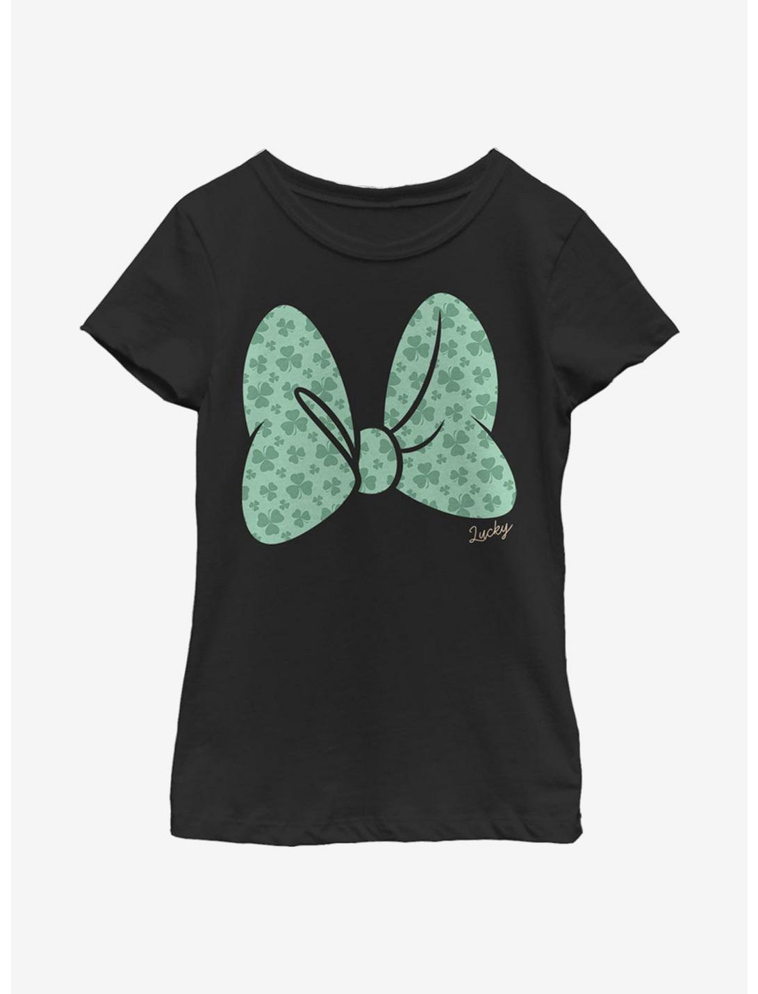 Disney Minnie Mouse Clover Bow Youth Girls T-Shirt, BLACK, hi-res