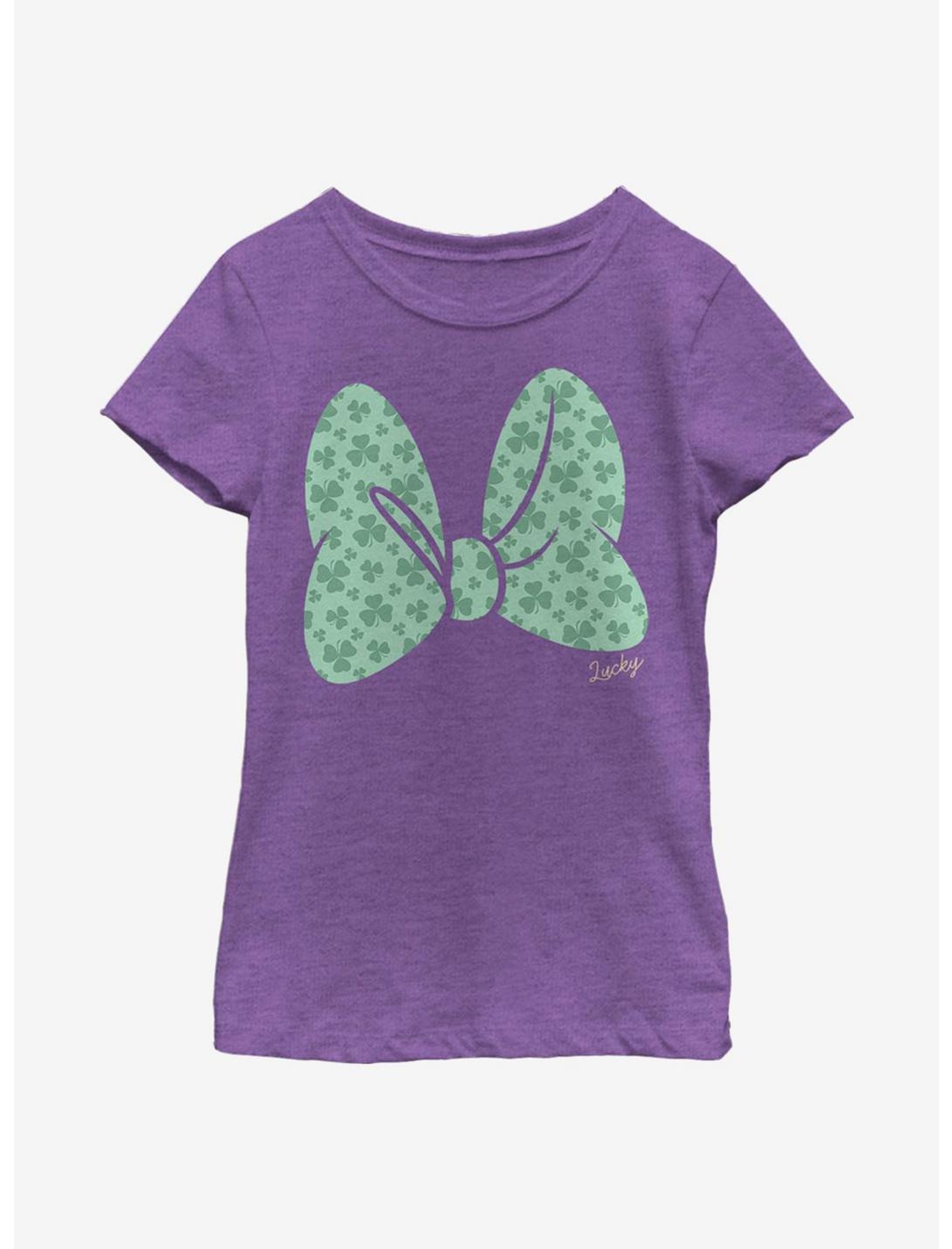 Disney Minnie Mouse Clover Bow Youth Girls T-Shirt, PURPLE BERRY, hi-res