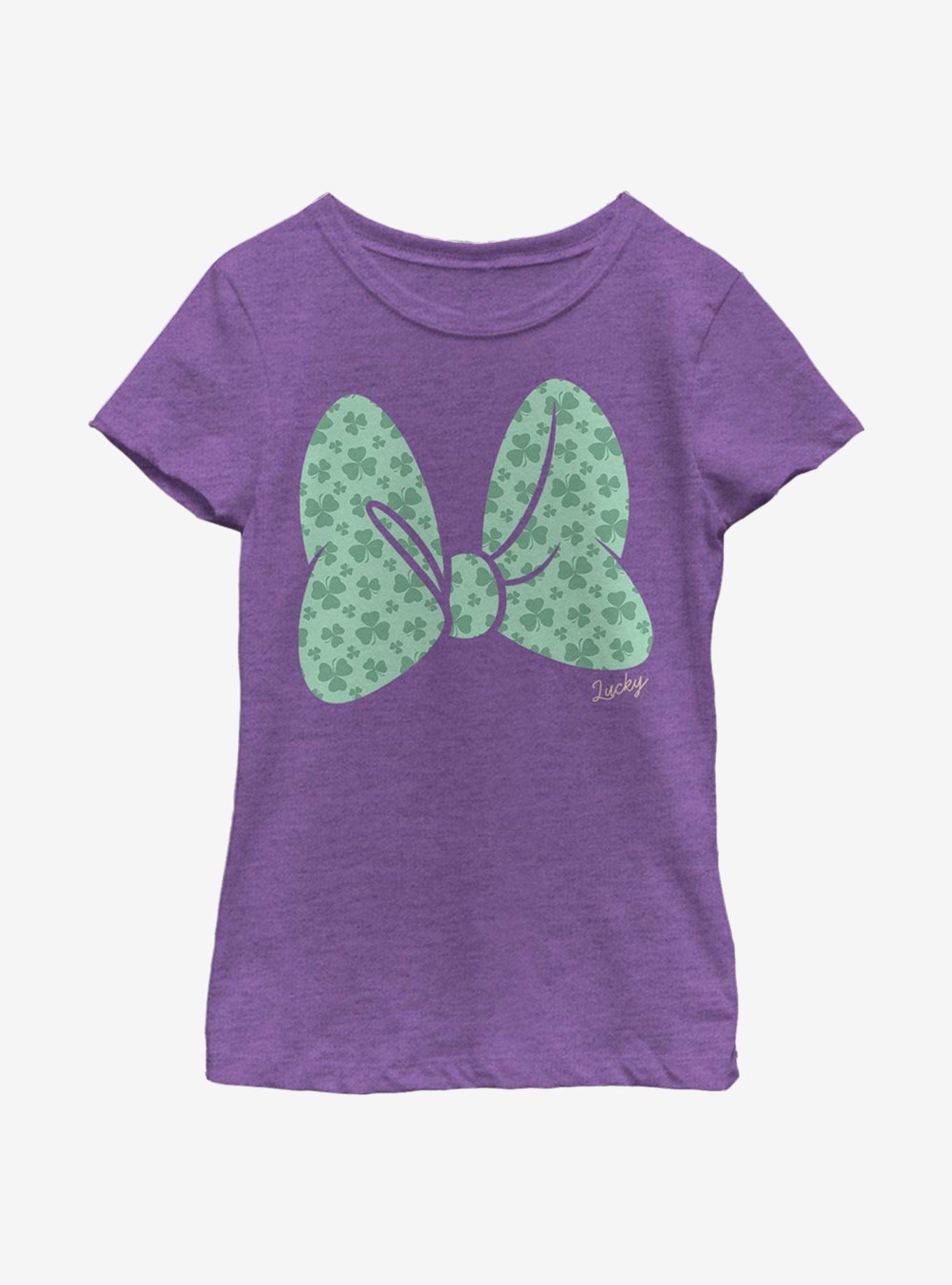 Disney Minnie Mouse Clover Bow Youth Girls T-Shirt, PURPLE BERRY, hi-res