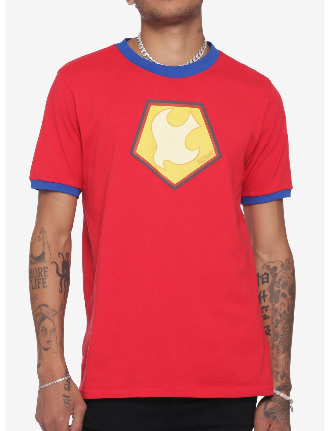 DC Comics The Suicide Squad Peacemaker Ringer T-Shirt, RED, hi-res