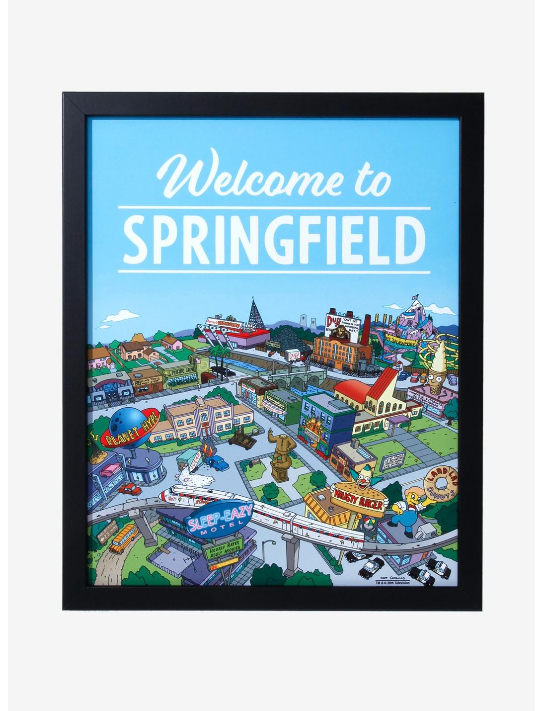 The Simpsons Welcome To Springfield Framed Wood Wall Art, , hi-res