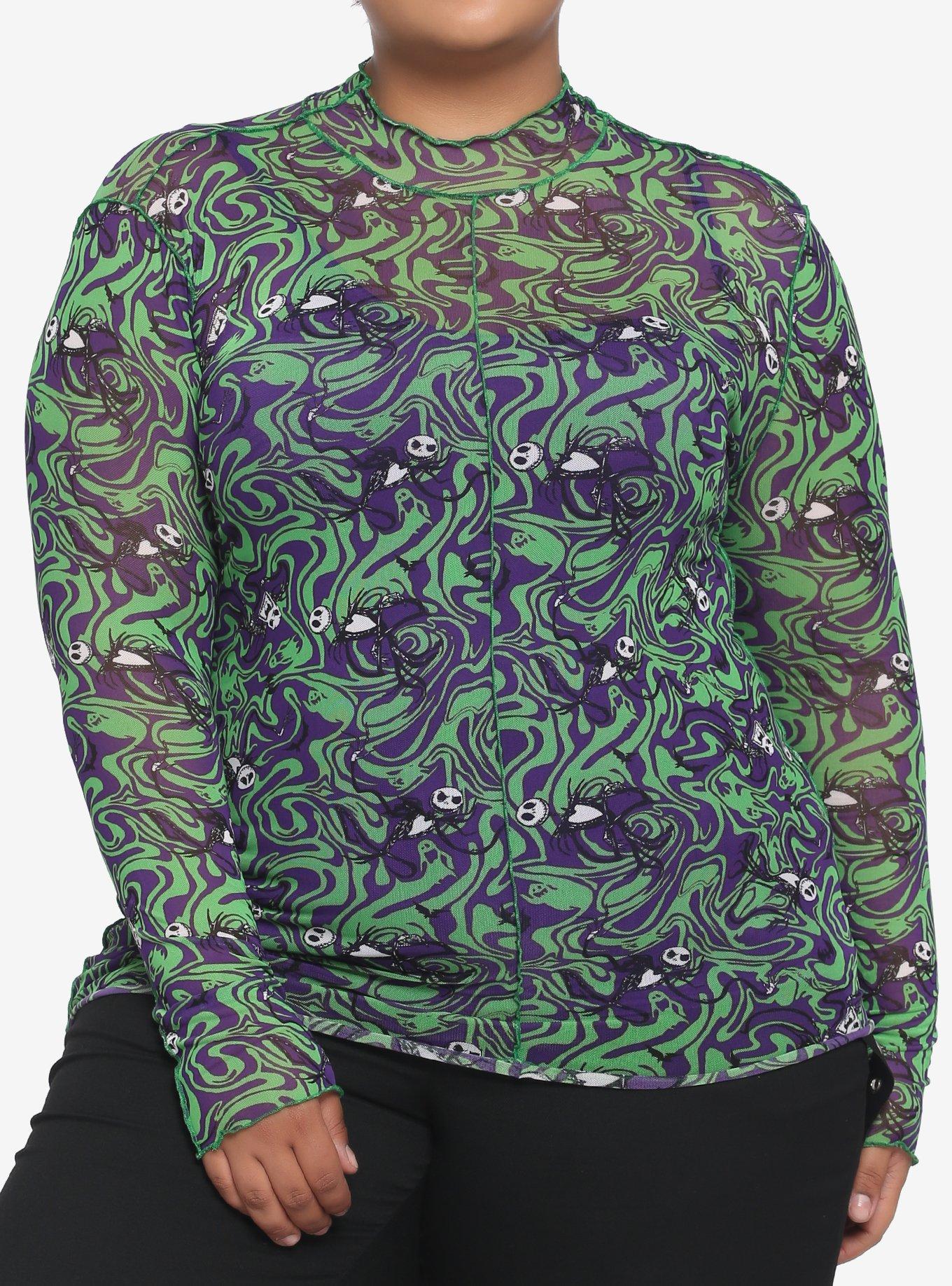 The Nightmare Before Christmas Mock Neck Mesh Girls Long-Sleeve Top Plus Size, MULTI, hi-res