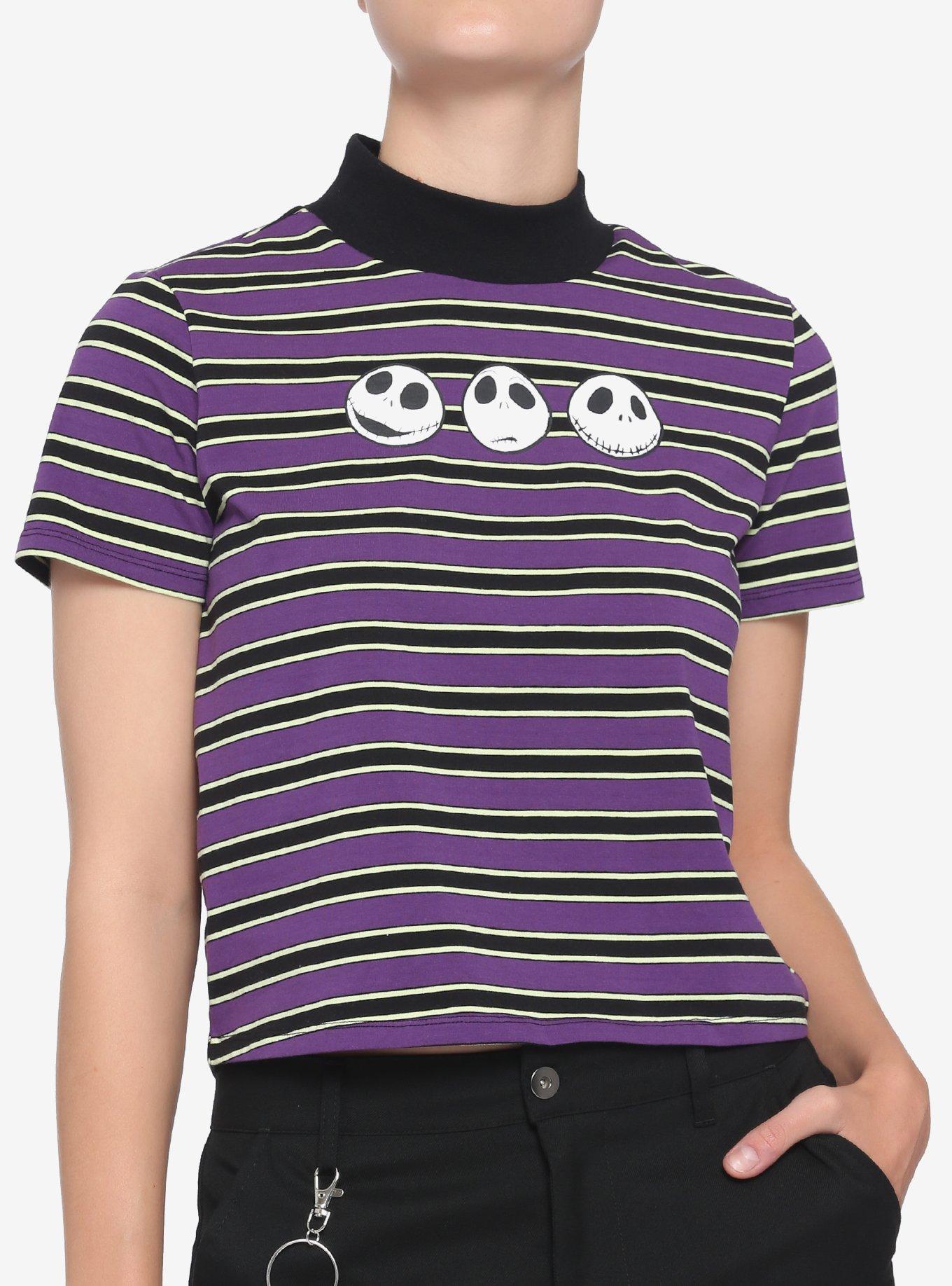 The Nightmare Before Christmas Stripe Mock Neck Skimmer Girls Top, MULTI, hi-res